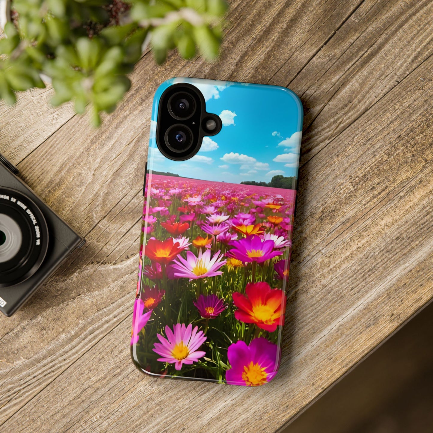 Flower Field Tough Phone Case - Wildflower Meadow Print, Colorful Nature Aesthetic, Compatible with iPhone, Galaxy, and Google Phones