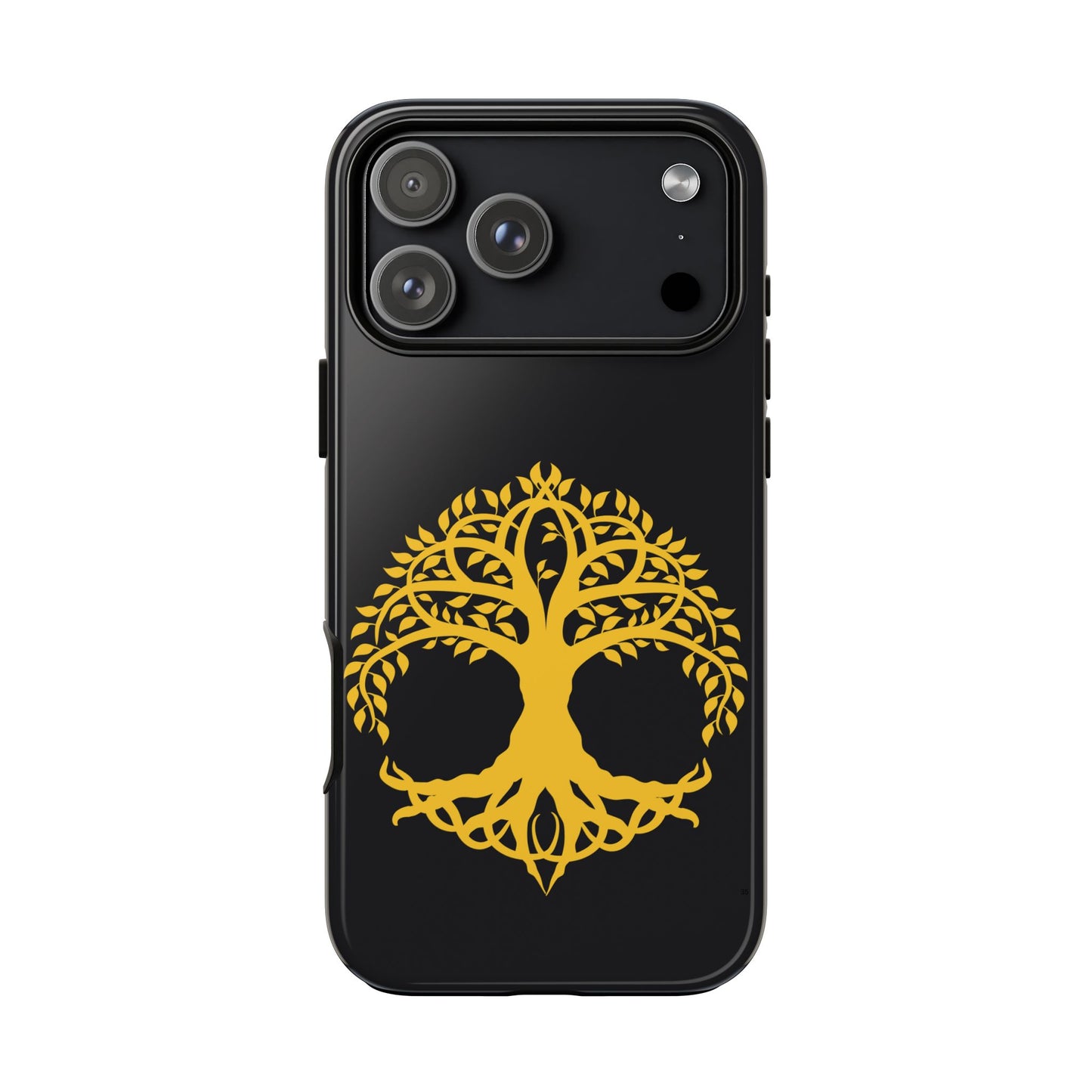 Tree of Life Tough Phone Case Celtic Symbol Gold Black Spiritual Family Roots Compatible with iPhone 17 16 15 14 13 Galaxy Google