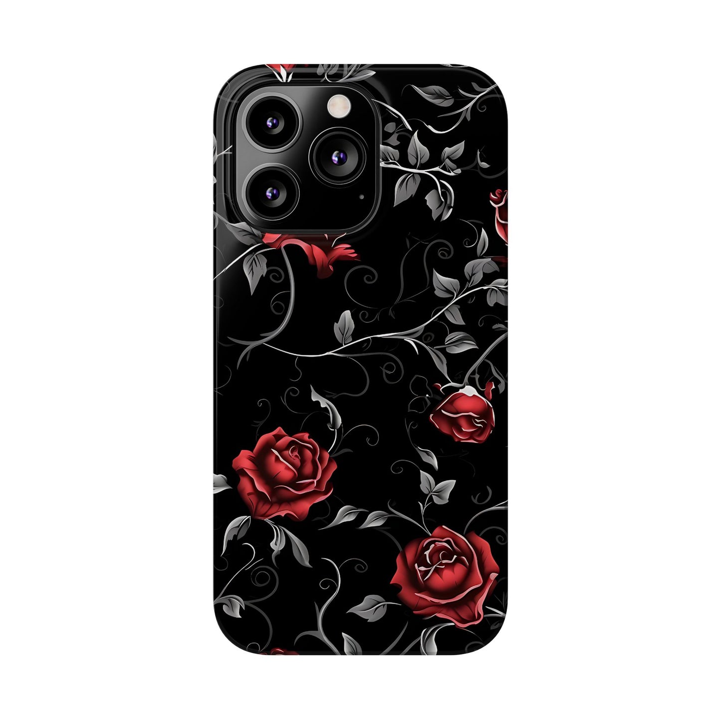 Elegant Floral Slim Phone Cases, Gothic Style Case, Rose Design Cover, Unique Gift for Her, Phone Accessories, Modern Chic