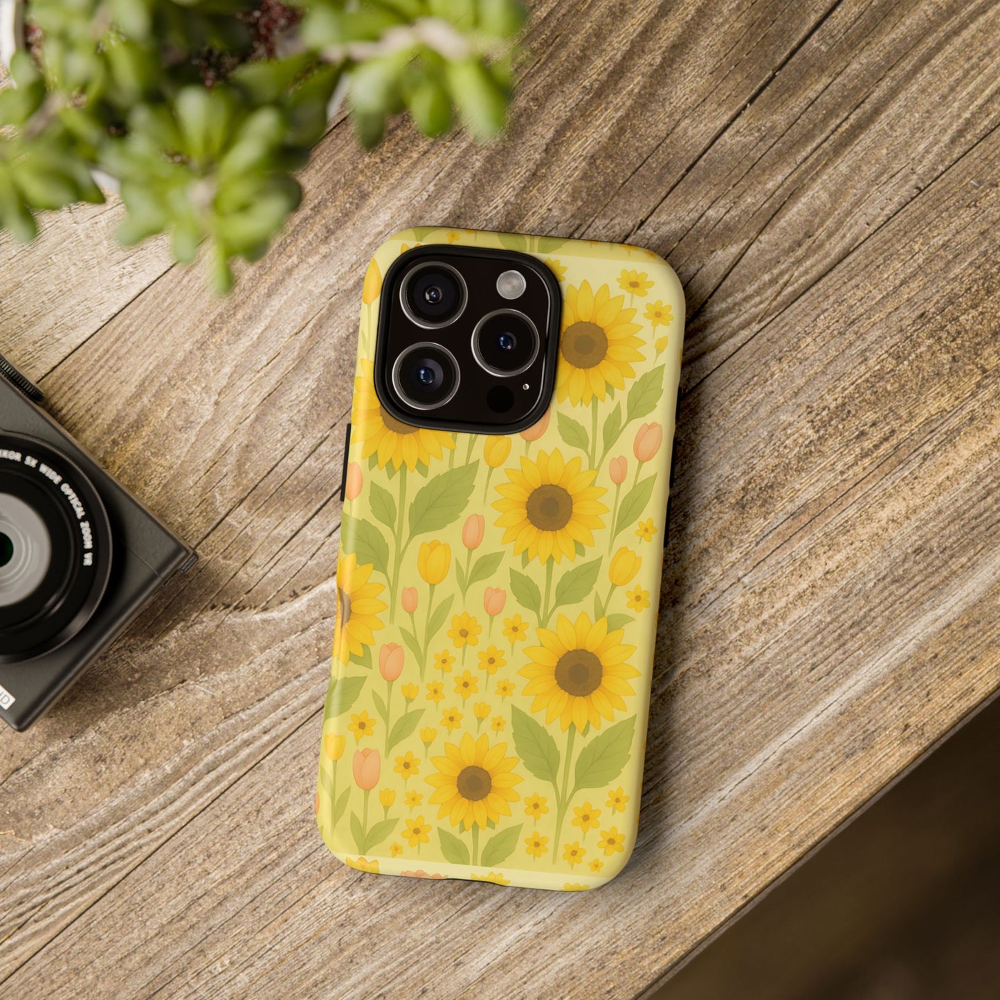 Sunflower Floral Phone Case, Watercolor Botanical Print, Aesthetic Tough Phone Case, Compatible with iPhone, Galaxy, Google