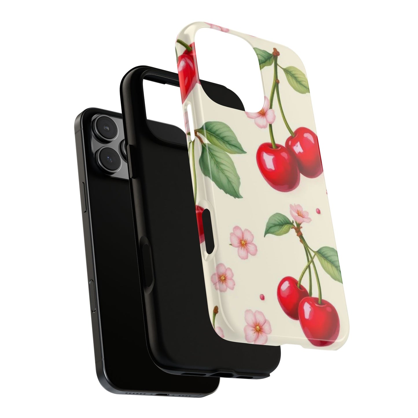 Cherries Coquette Style Tough Case Cute Vintage Aesthetic Phone Cover compatible with iPhone, Samsung, Pixel Coquette Cherry Floral Design