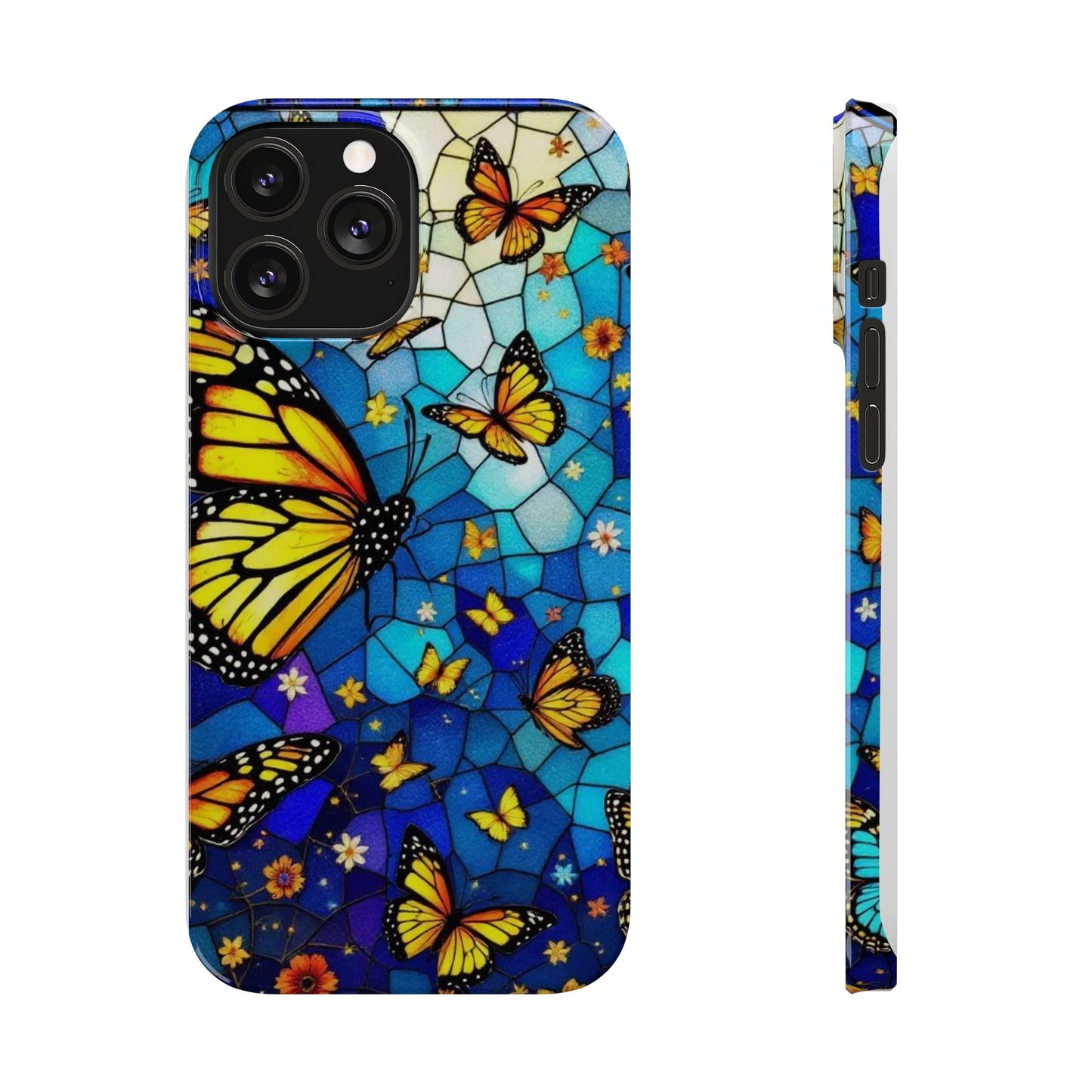 Butterfly Garden Slim Phone Case - Colorful Floral Design, Gift for Nature Lovers, Birthday Surprise, Eco-Friendly, Summer Vibes