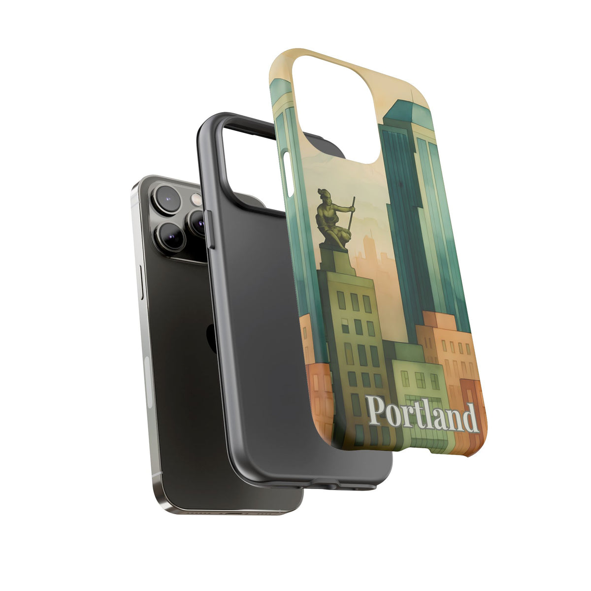 Portland Cityscape Phone Case • Urban Skyline Art Tough Case • Watercolor City Aesthetic • Gift for Travelers • Compatible with iPhone, Galaxy, Google
