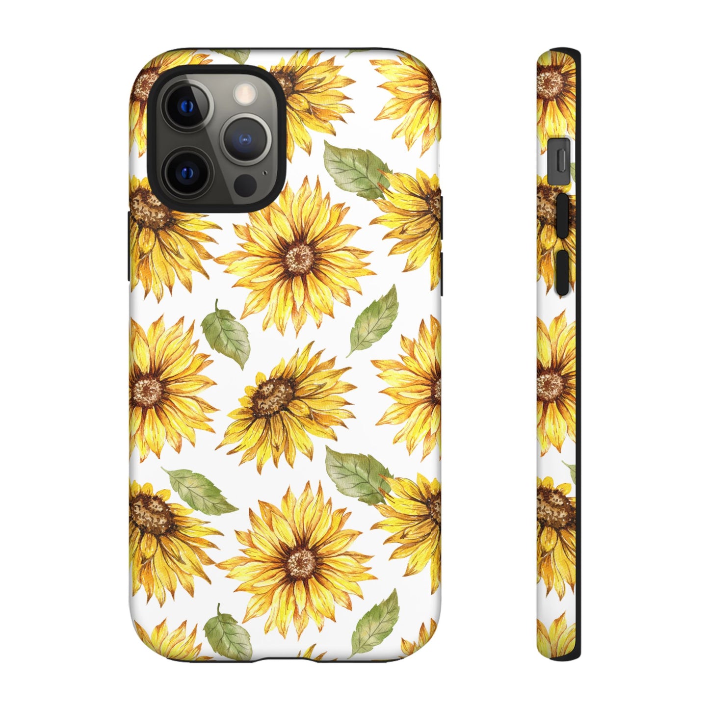 Sunflower Floral Tough Phone Case - Watercolor Botanical Print, Bright Nature Aesthetic, Compatible with iPhone, Galaxy, and Google Phones
