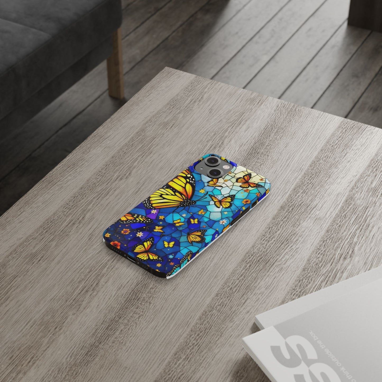 Butterfly Garden Slim Phone Case - Colorful Floral Design, Gift for Nature Lovers, Birthday Surprise, Eco-Friendly, Summer Vibes