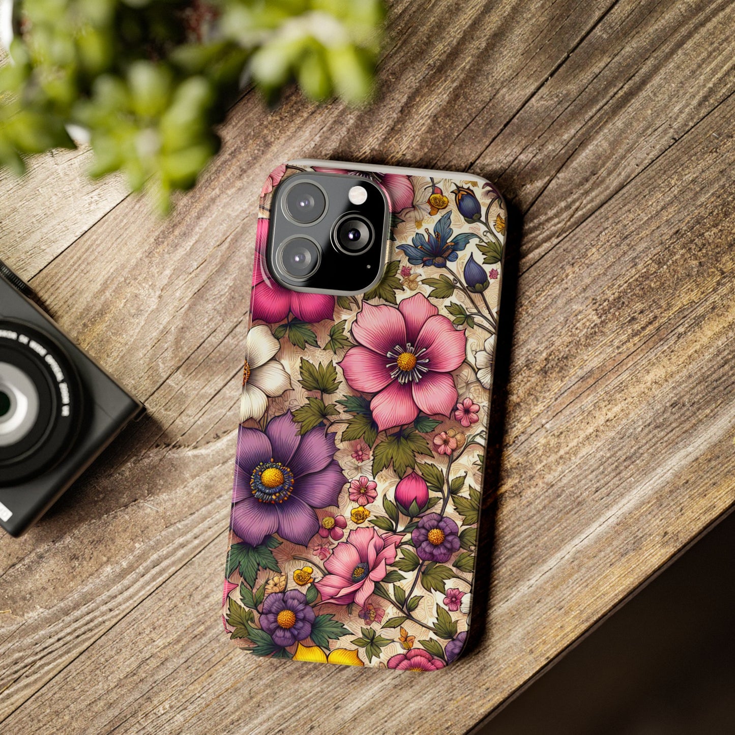 Floral Slim Phone Case - Vibrant Flower Design, Unique Floral iPhone Cover, Flower Phone Case, Gift for Her, Stylish Accessories