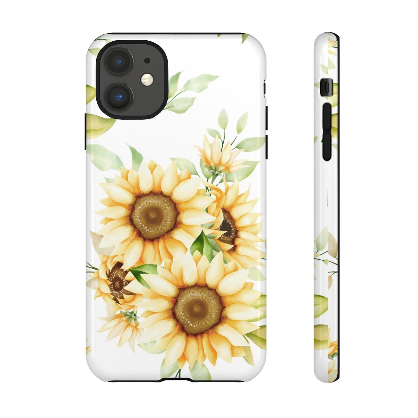 Sunflower Floral Tough Phone Case - Watercolor Botanical Art, Bright Nature Aesthetic, Compatible with iPhone, Galaxy, and Google Phones