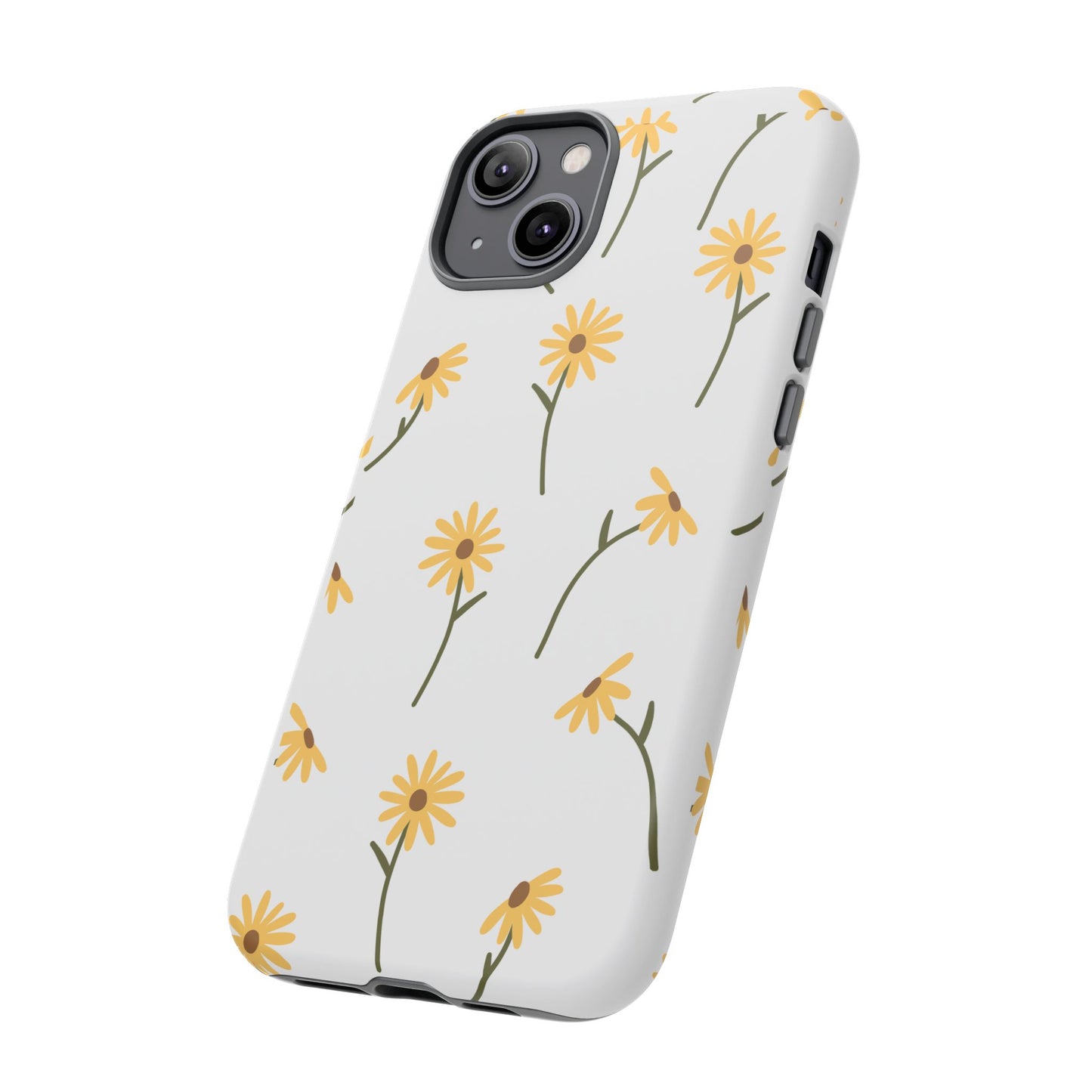 Sunflower Floral Tough Phone Case - Minimal Daisy-Inspired Print, Simple Botanical Aesthetic, Compatible with iPhone, Galaxy, and Google