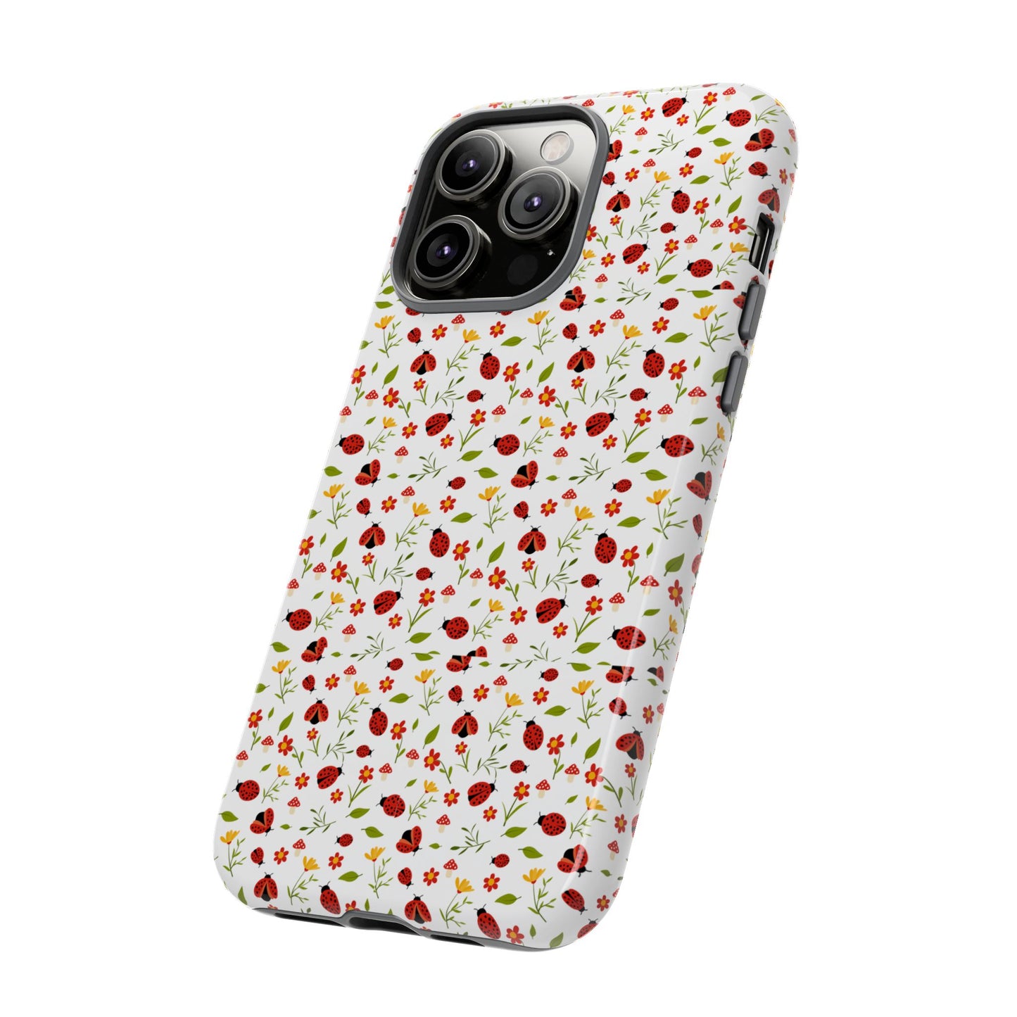 Ladybug Tough Phone Case - Cute Insect Aesthetic, Nature-Inspired Pattern Art, Compatible with iPhone, Galaxy, and Google Phones