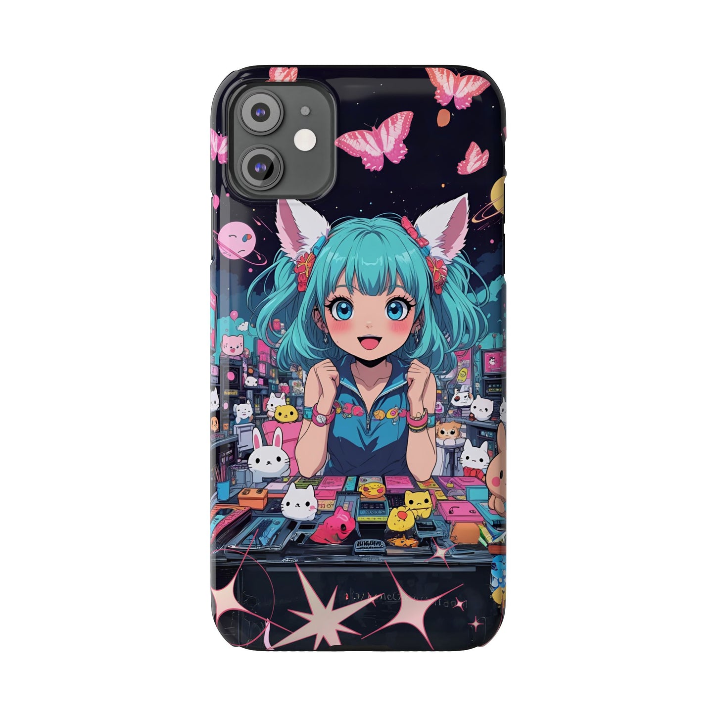 Y2K Anime Girl Slim Phone Case, Kawaii Vaporwave Style, Cute Maximalist Aesthetic, Anime Design, Slim Protection, Aesthetic Accessory