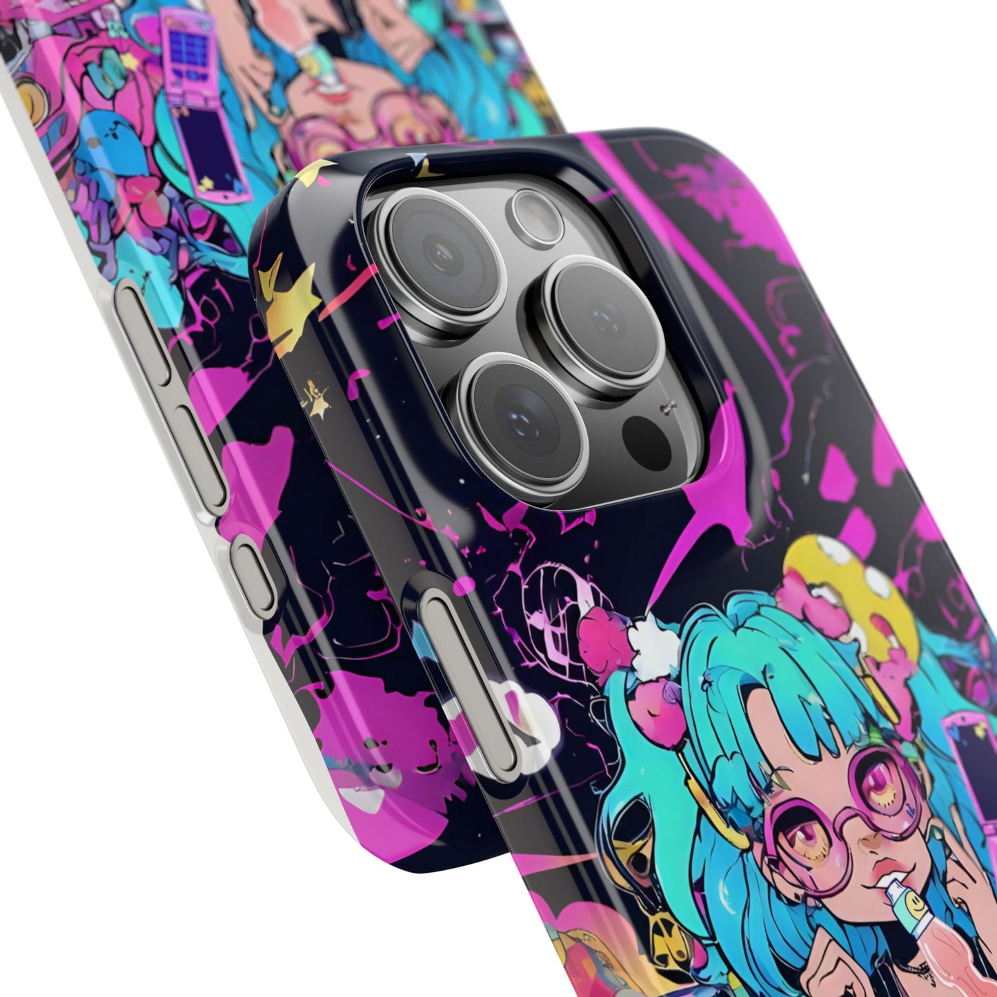 2K Anime Girl Slim Phone Case - Kawaii Vaporwave Style, Cute Maximalist Aesthetic, Cute Phone Covers, Unique Gifts for Teens