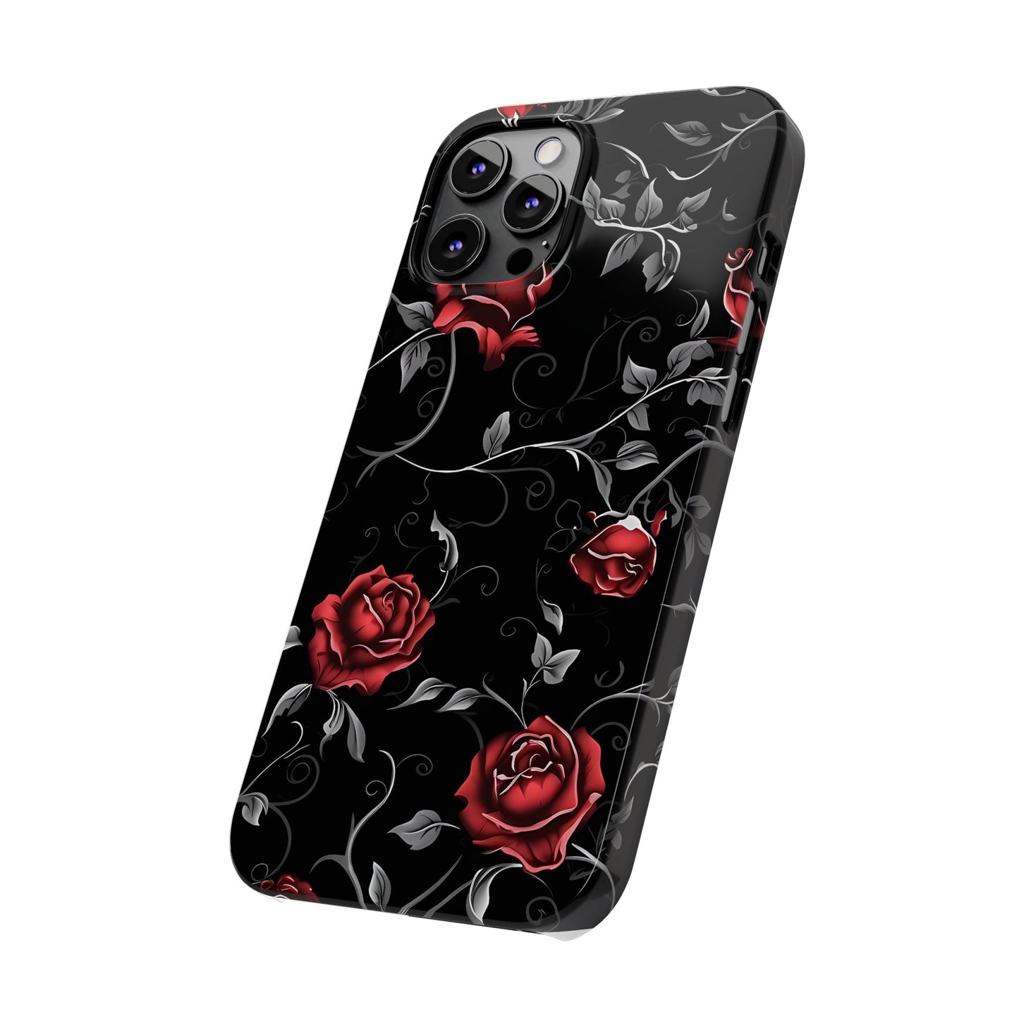 Elegant Floral Slim Phone Cases, Gothic Style Case, Rose Design Cover, Unique Gift for Her, Phone Accessories, Modern Chic