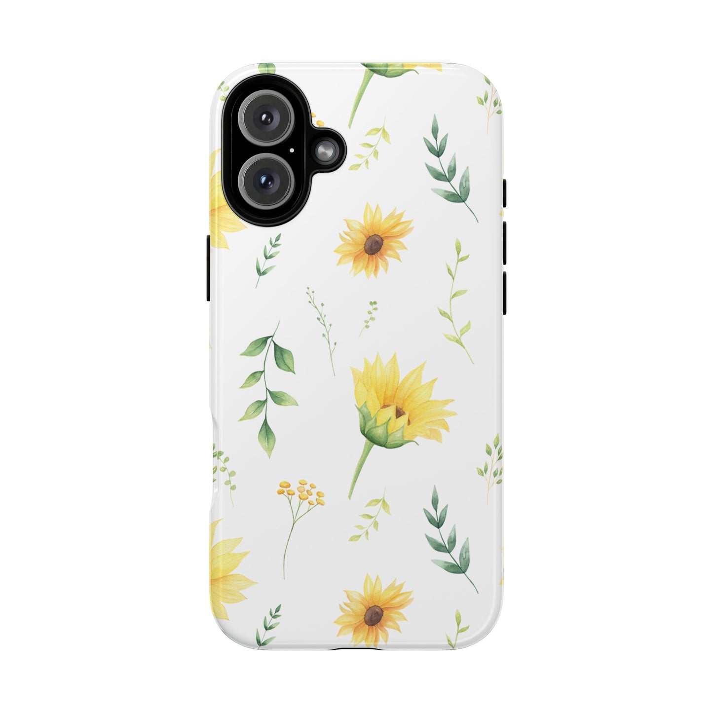 Sunflower Floral Tough Phone Case - Watercolor Botanical Print, Bright Nature Aesthetic, Compatible with iPhone, Galaxy, and Google Phones