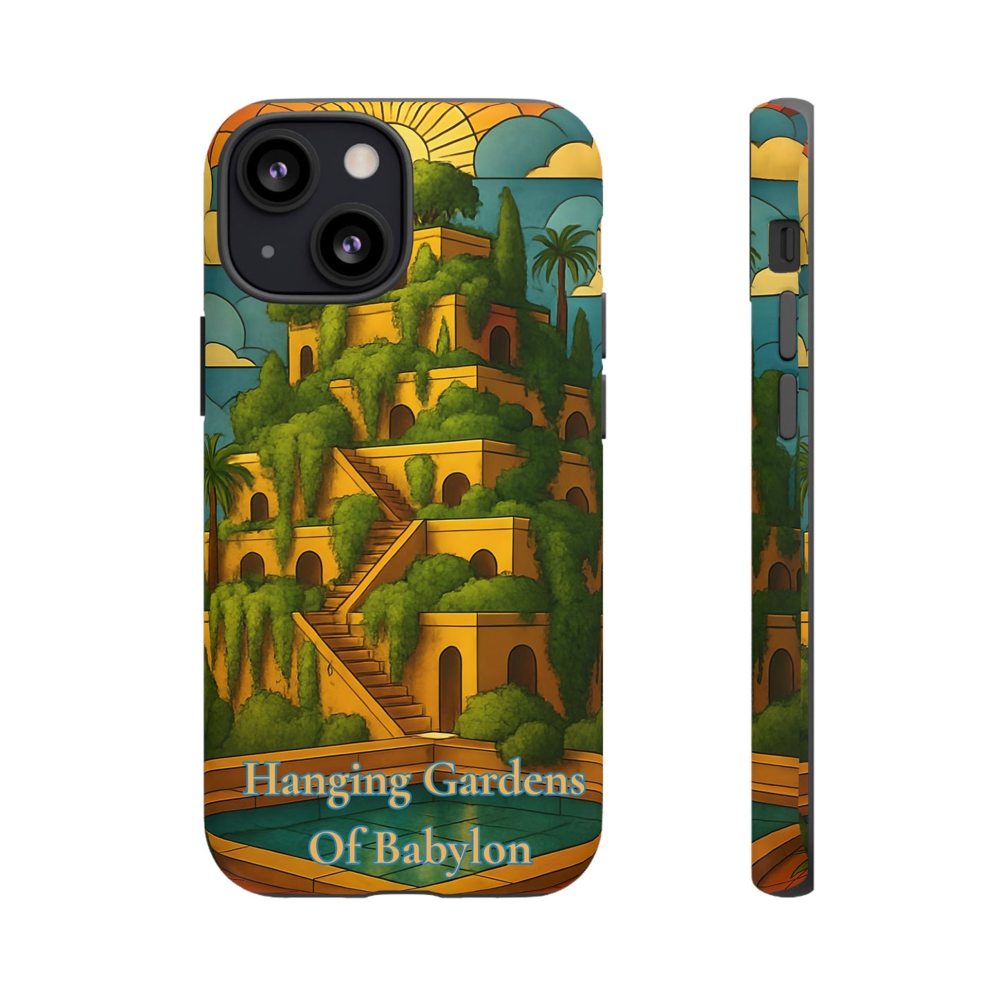 Hanging Gardens of Babylon Tough Phone Case Ancient World Wonder Art, Mythical Historic Aesthetic Compatible with iPhone, Galaxy, and Google