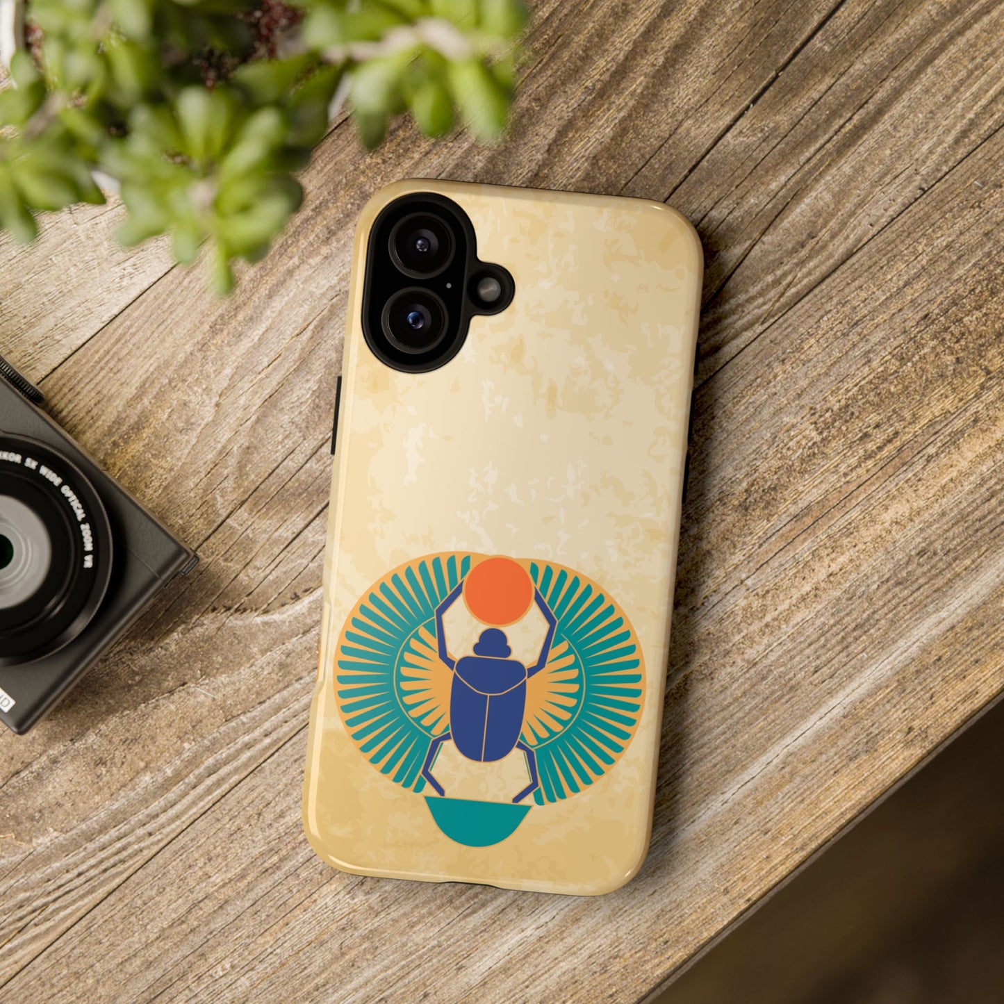 Ancient Egyptian Scarab Beetle Tough Phone Case - Symbol of Rebirth Design, Mythological Art, Compatible with iPhone, Galaxy, and Google