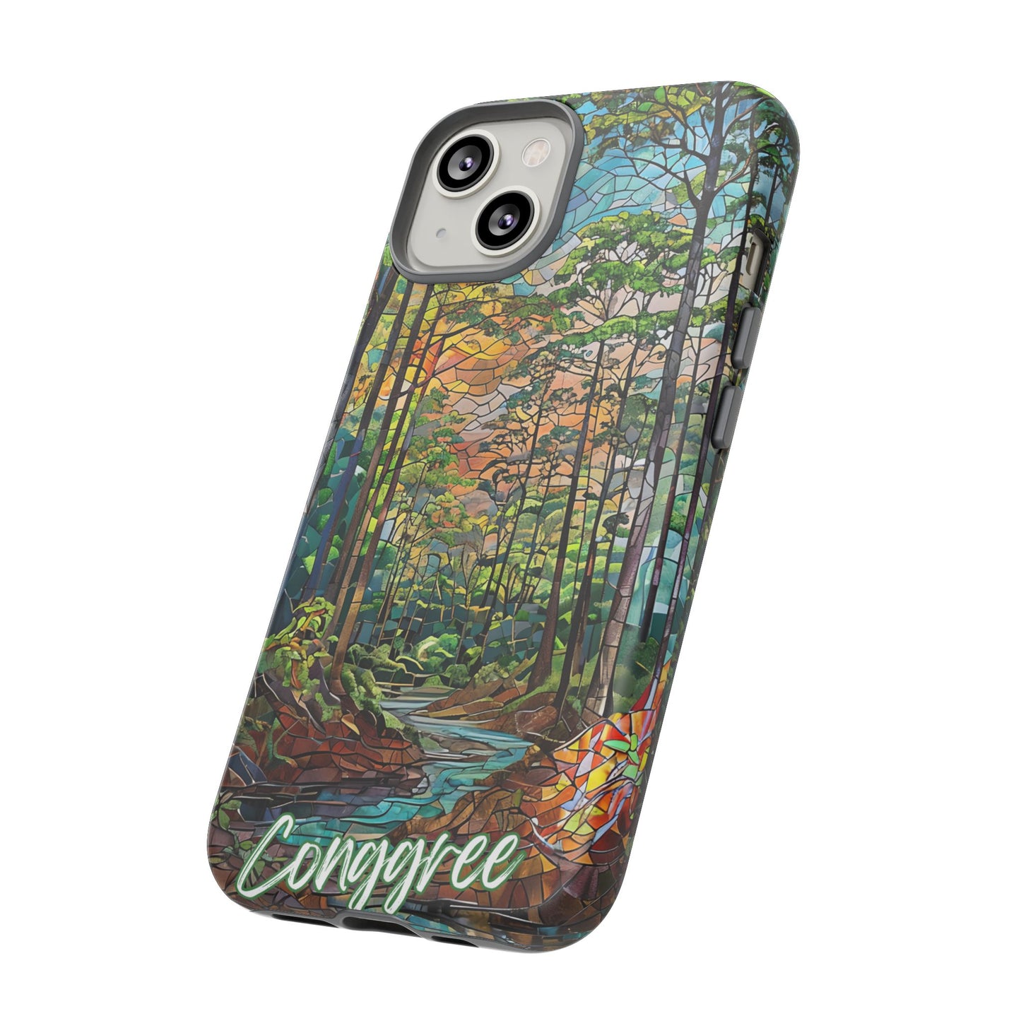 Congaree Mosaic Tough Phone Case - Lush Swamp Forest Art, Southeast Nature Aesthetic, Compatible with iPhone, Galaxy, and Google Phones