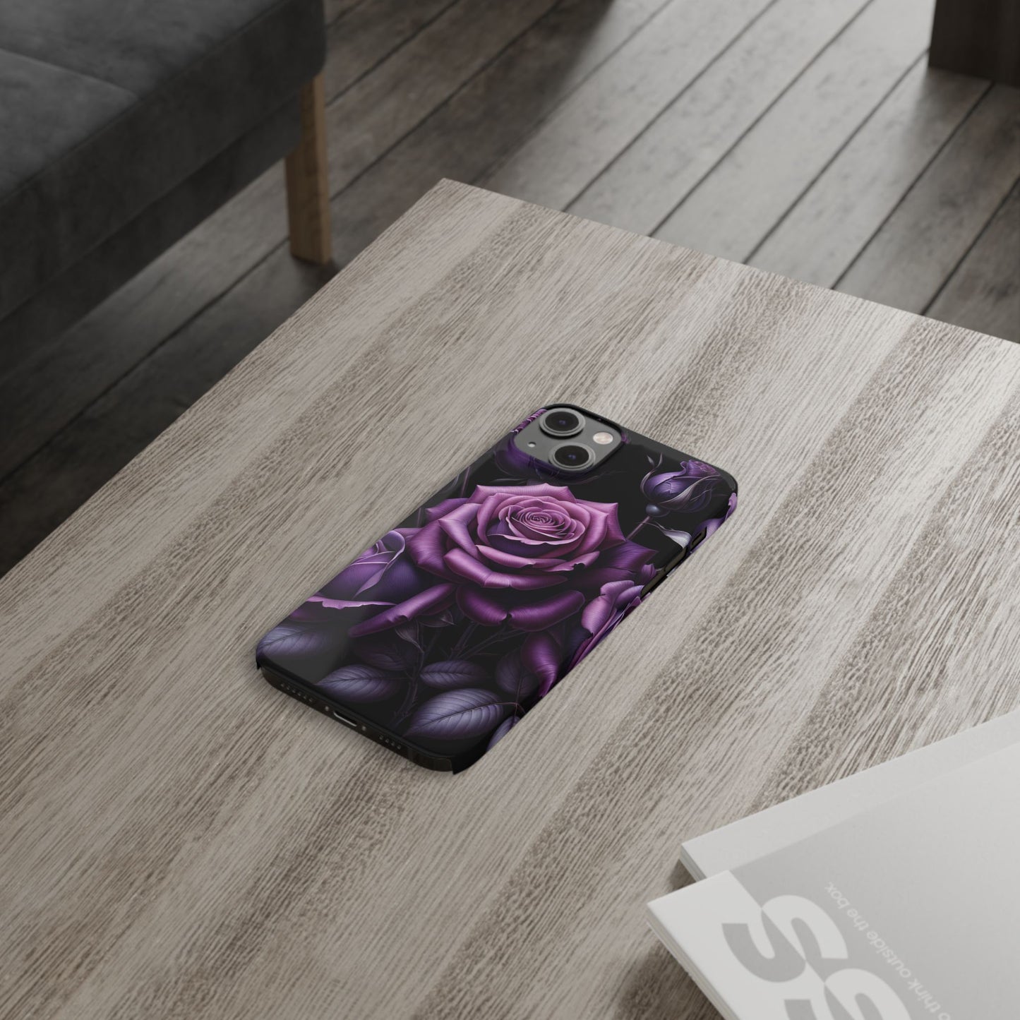 Purple Rose Slim Phone Cases, Floral Phone Cover, Elegant Smartphone Case, Gift for Her, Mother's Day Accessories
