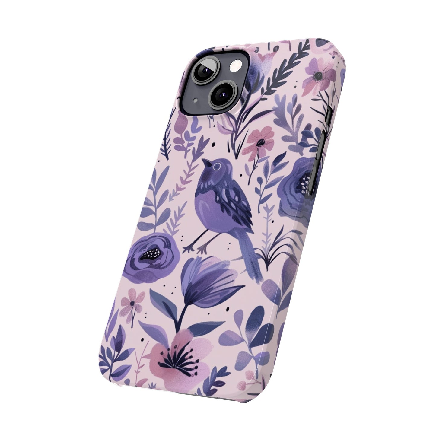 Floral Bird Slim Phone Case, Elegant Phone Cover, Cute Gift for Bird Lovers, Spring Vibes, Nature-Inspired