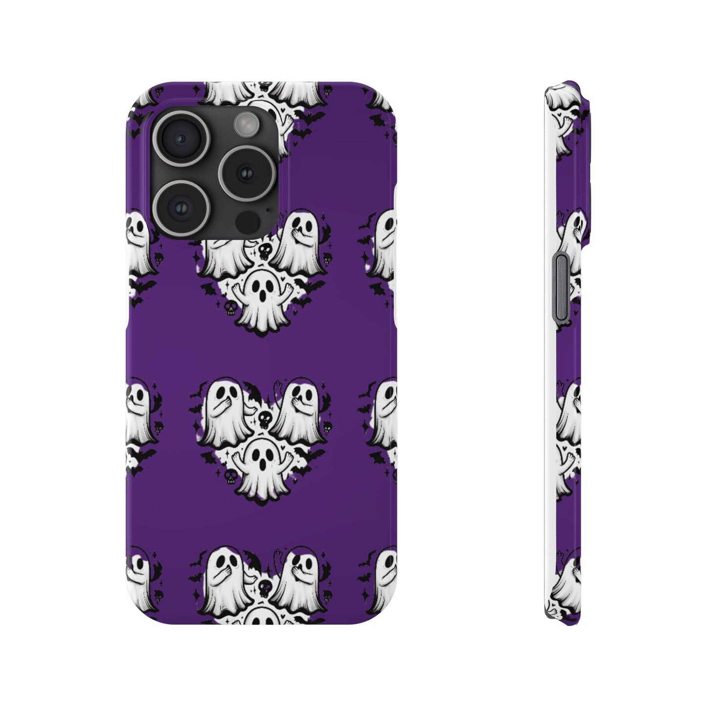 Cute Ghost Heart Slim Phone Case, Creepy Cute Spooky Heart Print, Goth Coquette Aesthetic Spooky Accessories, Halloween Gift Case