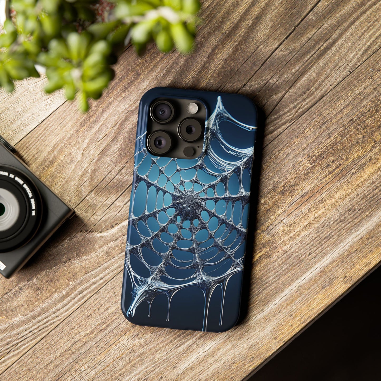 Spider Web Slim Phone Case - Artistic Design for Halloween, Unique Gift, Phone Accessories, Trendy Tech Style, Eco-Friendly Case