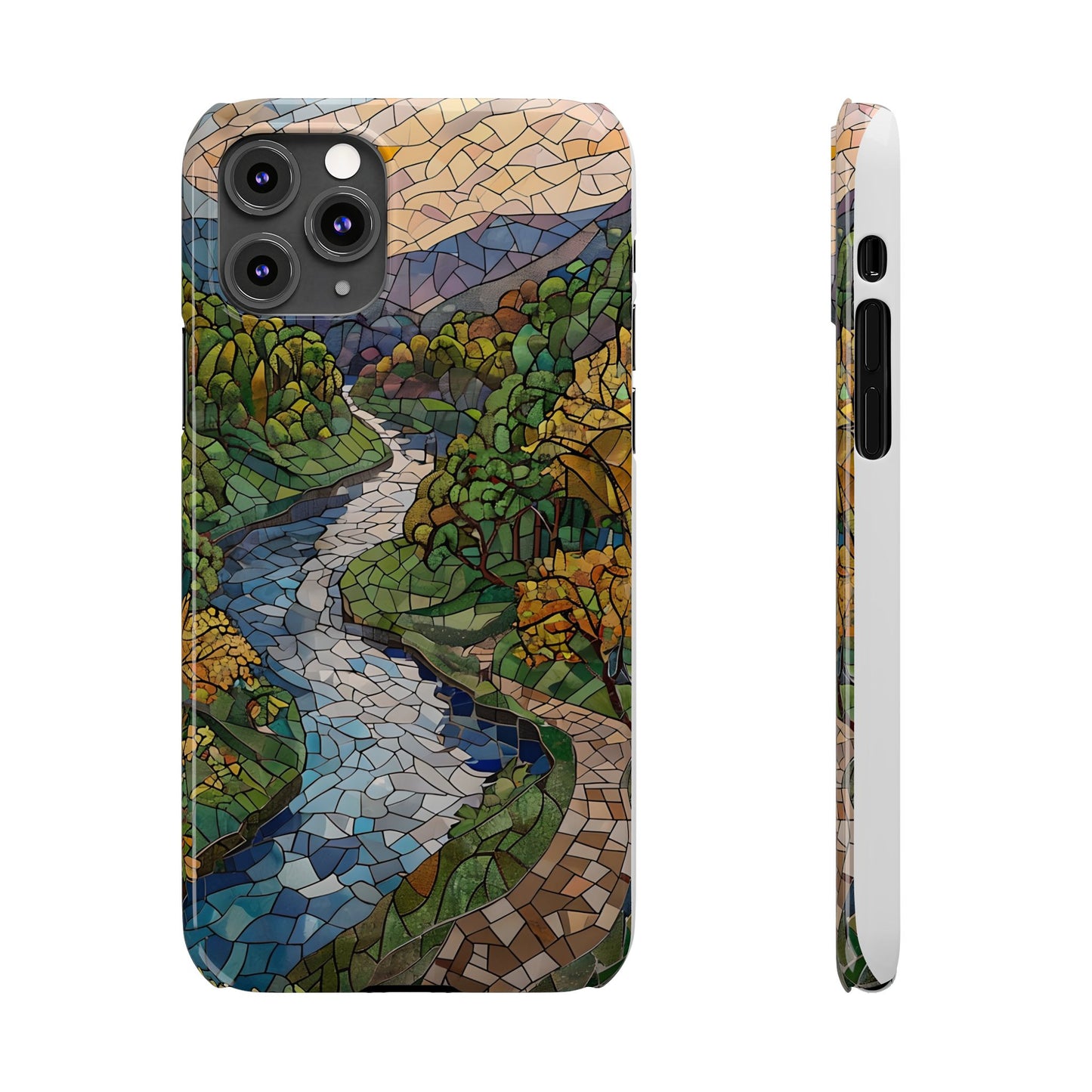 Cuyahoga Valley Mosaic Slim Phone Case, Midwest Forest Art, Scenic Nature Aesthetic, Unique Gift for Nature Lovers