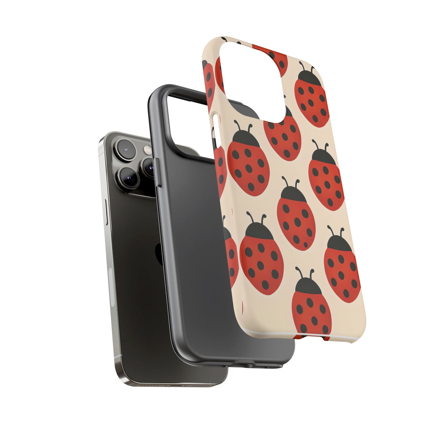 Cute Ladybug Tough Phone Case - Red and Black Insect Pattern, Nature-Inspired Design, Compatible with iPhone, Galaxy, and Google Phones