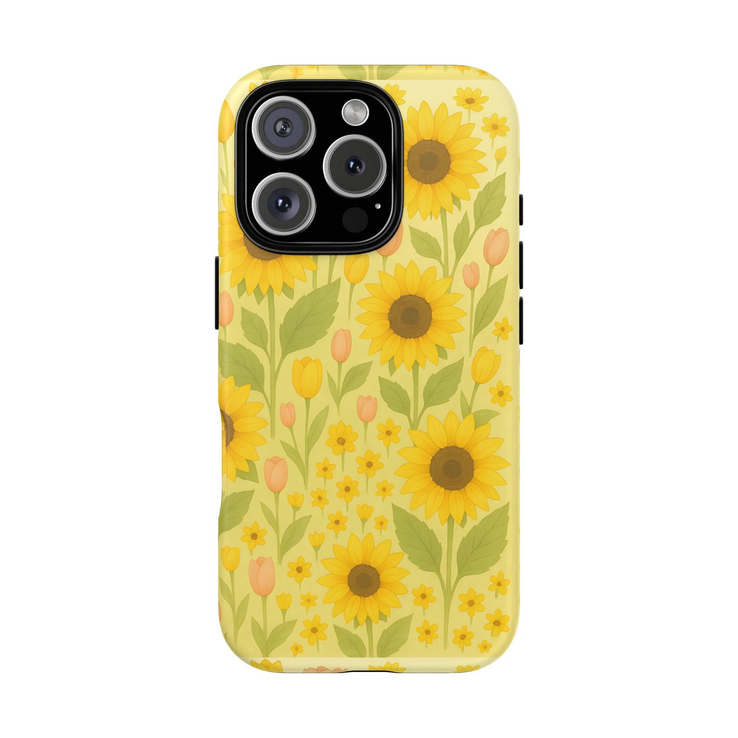 Sunflower Floral Phone Case, Watercolor Botanical Print, Aesthetic Tough Phone Case, Compatible with iPhone, Galaxy, Google