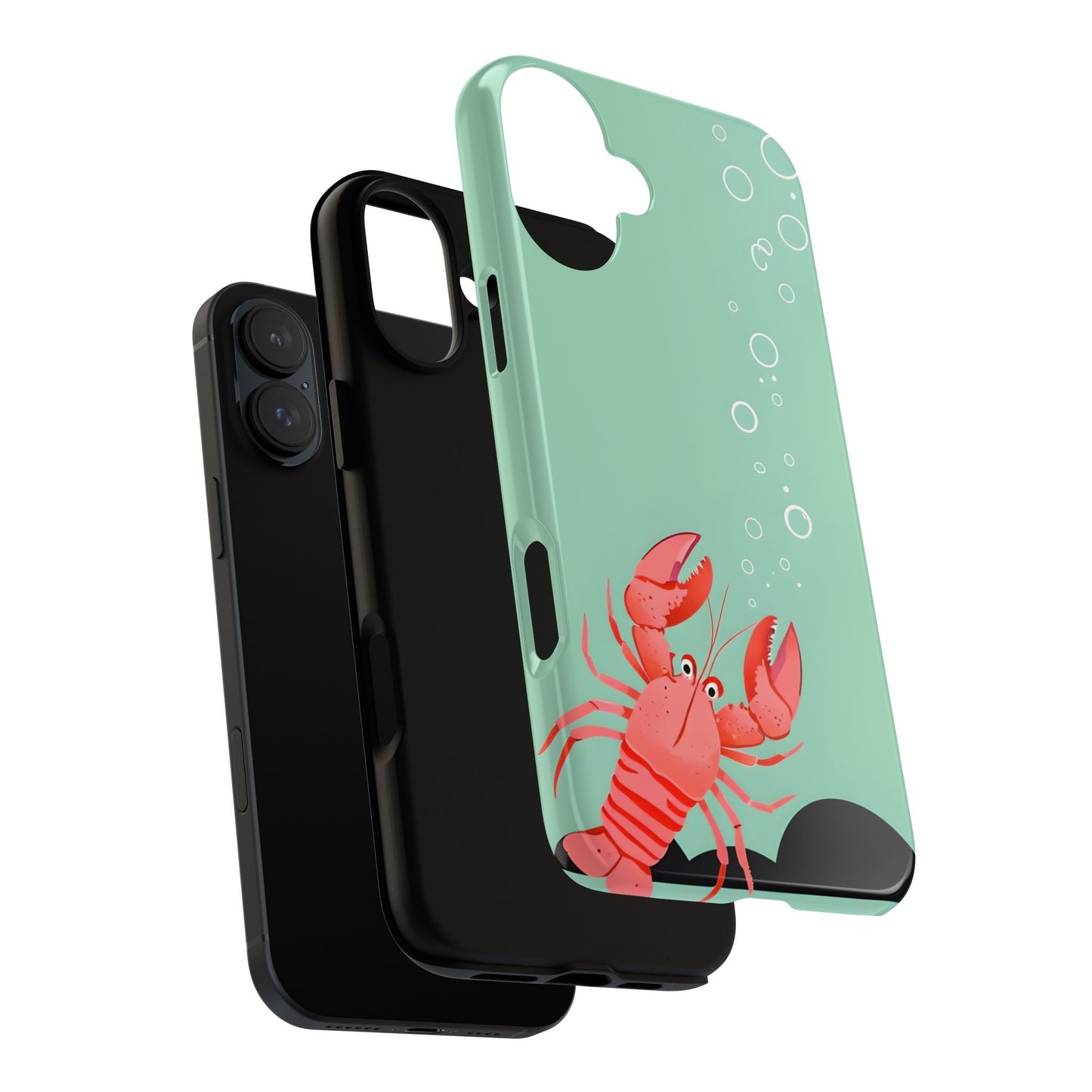 Whimsical Lobster Phone Case - Funny Sea Creature Tough Case Gift - Sea Foam Green Ocean Design - Compatible with iPhone Galaxy Google