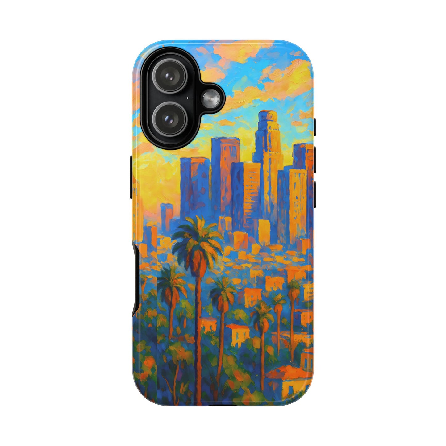 Cityscape Tough Phone Case, Los Angeles Skyline Phone Cover, Sunset Glow Design Compatible with iPhone, Galaxy & Google
