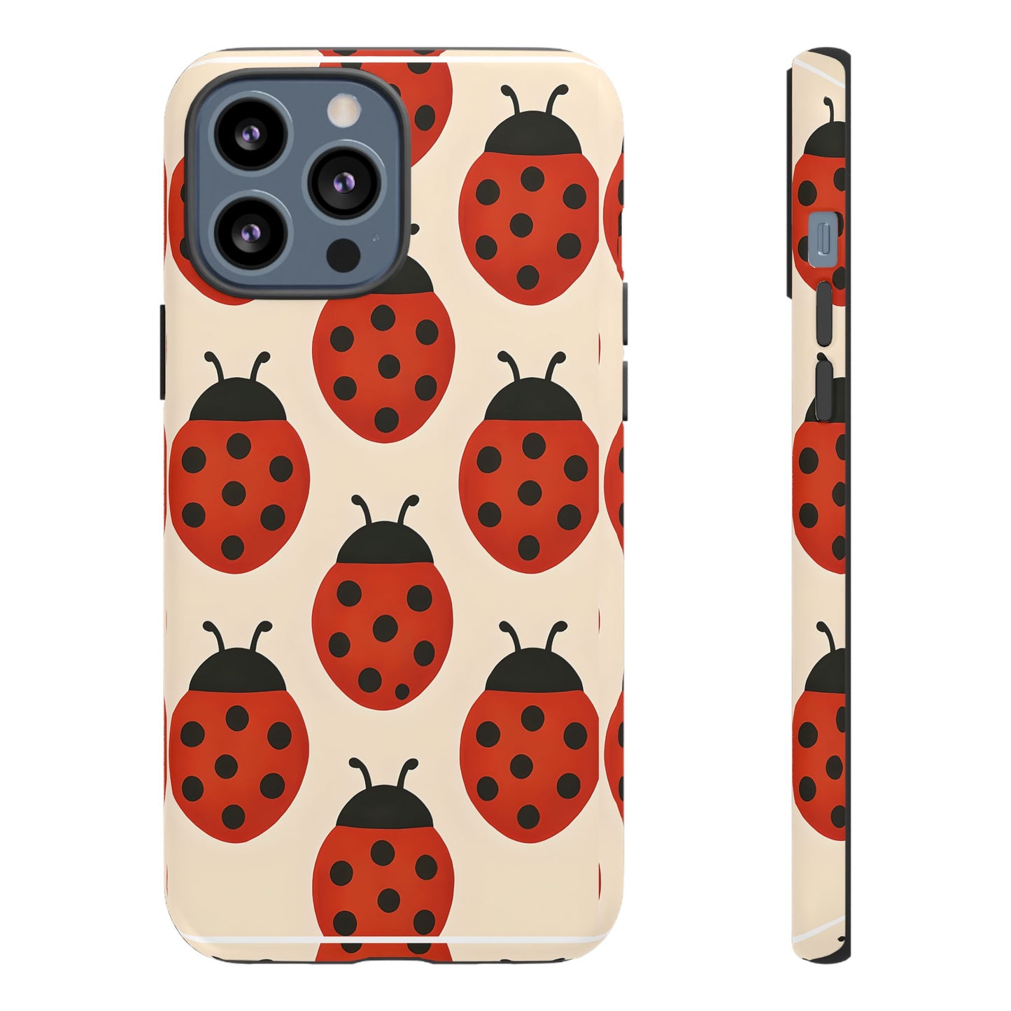 Cute Ladybug Tough Phone Case - Red and Black Insect Pattern, Nature-Inspired Design, Compatible with iPhone, Galaxy, and Google Phones