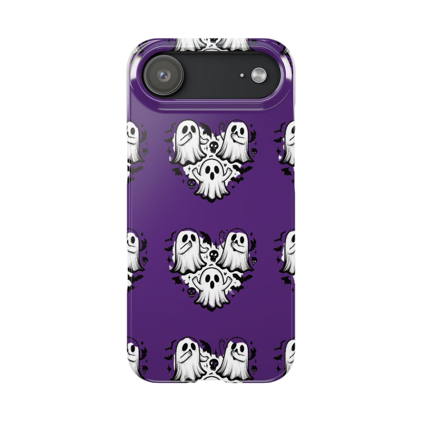 Cute Ghost Heart Slim Phone Case, Creepy Cute Spooky Heart Print, Goth Coquette Aesthetic Spooky Accessories, Halloween Gift Case