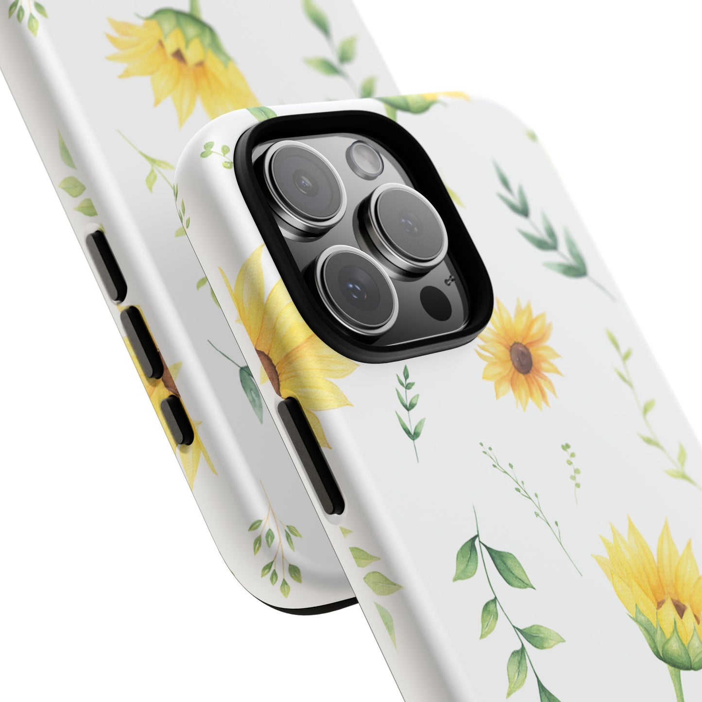 Sunflower Floral Tough Phone Case - Watercolor Botanical Print, Bright Nature Aesthetic, Compatible with iPhone, Galaxy, and Google Phones