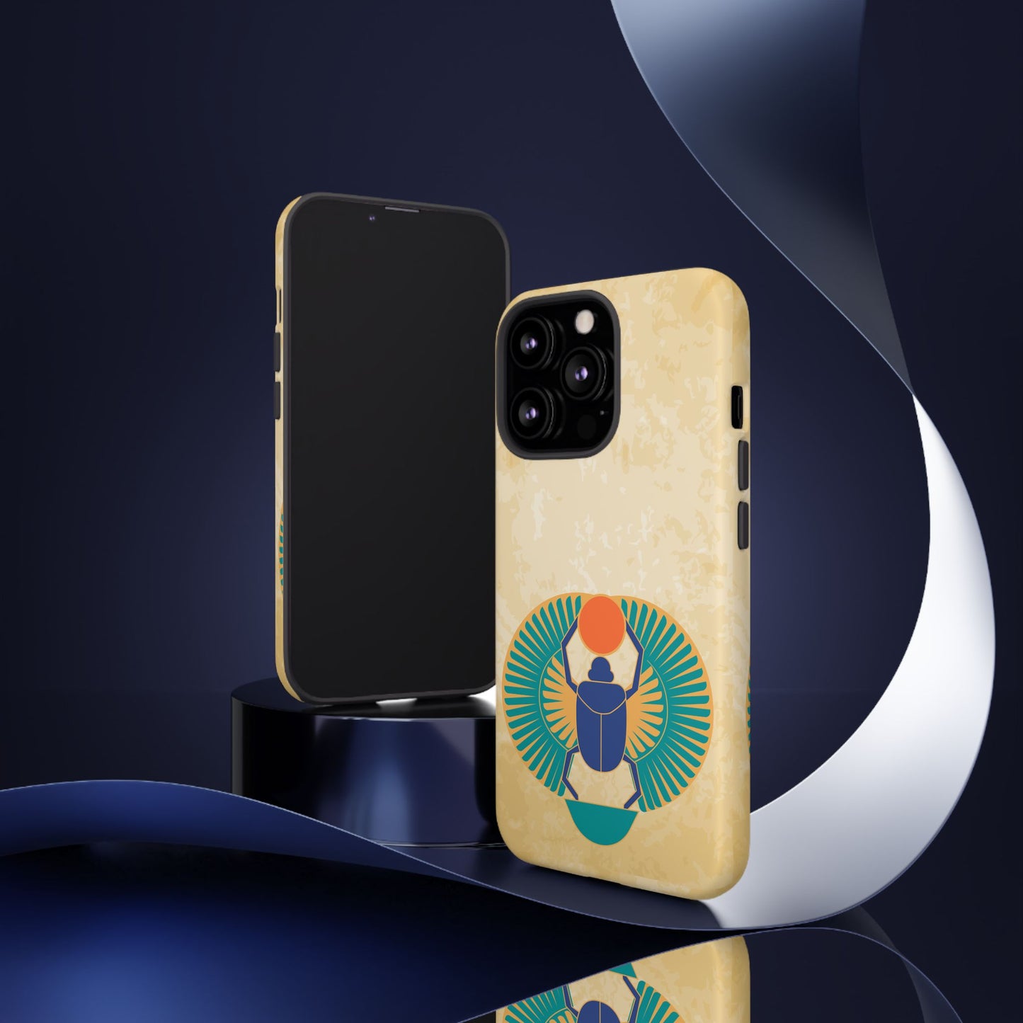 Ancient Egyptian Scarab Beetle Tough Phone Case - Symbol of Rebirth Design, Mythological Art, Compatible with iPhone, Galaxy, and Google