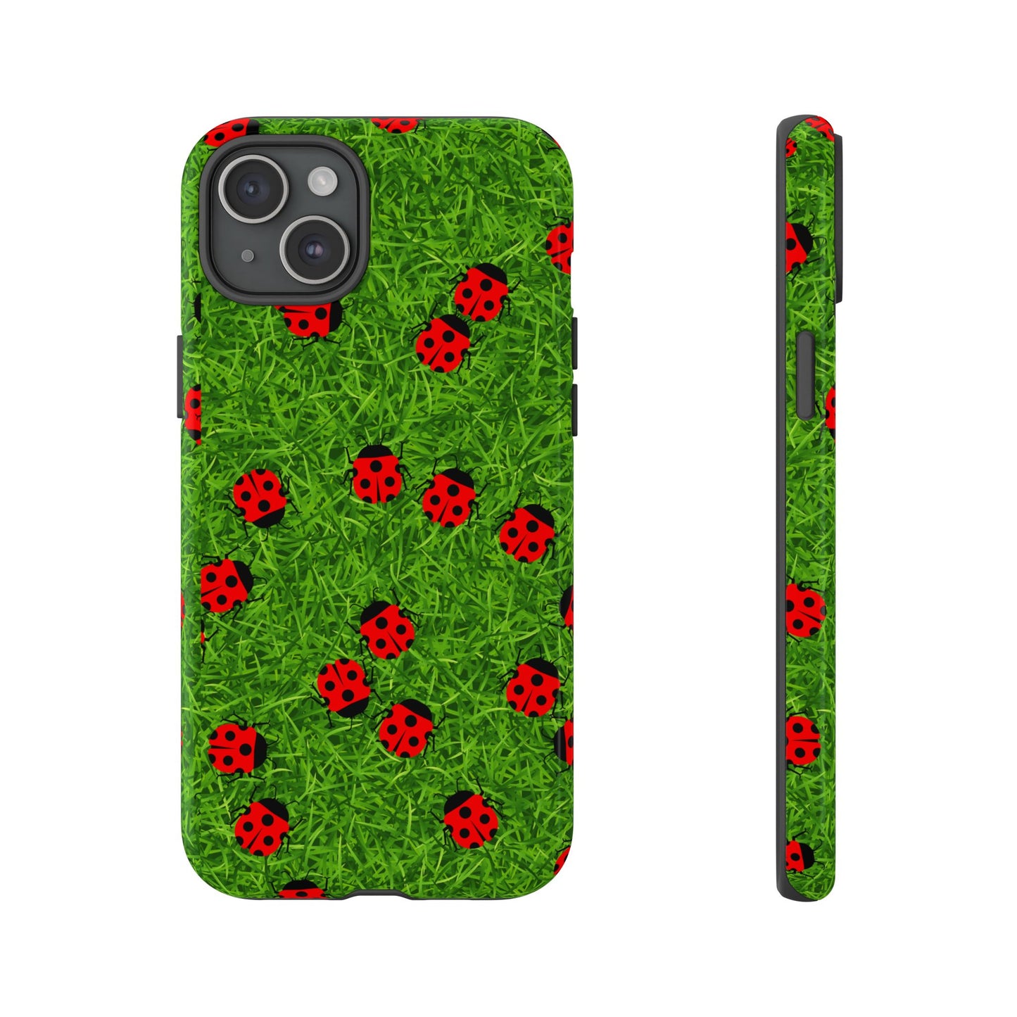 Ladybug Tough Phone Case - Cute Insect Aesthetic, Nature Pattern Art Design, Compatible with iPhone, Galaxy, and Google Phones