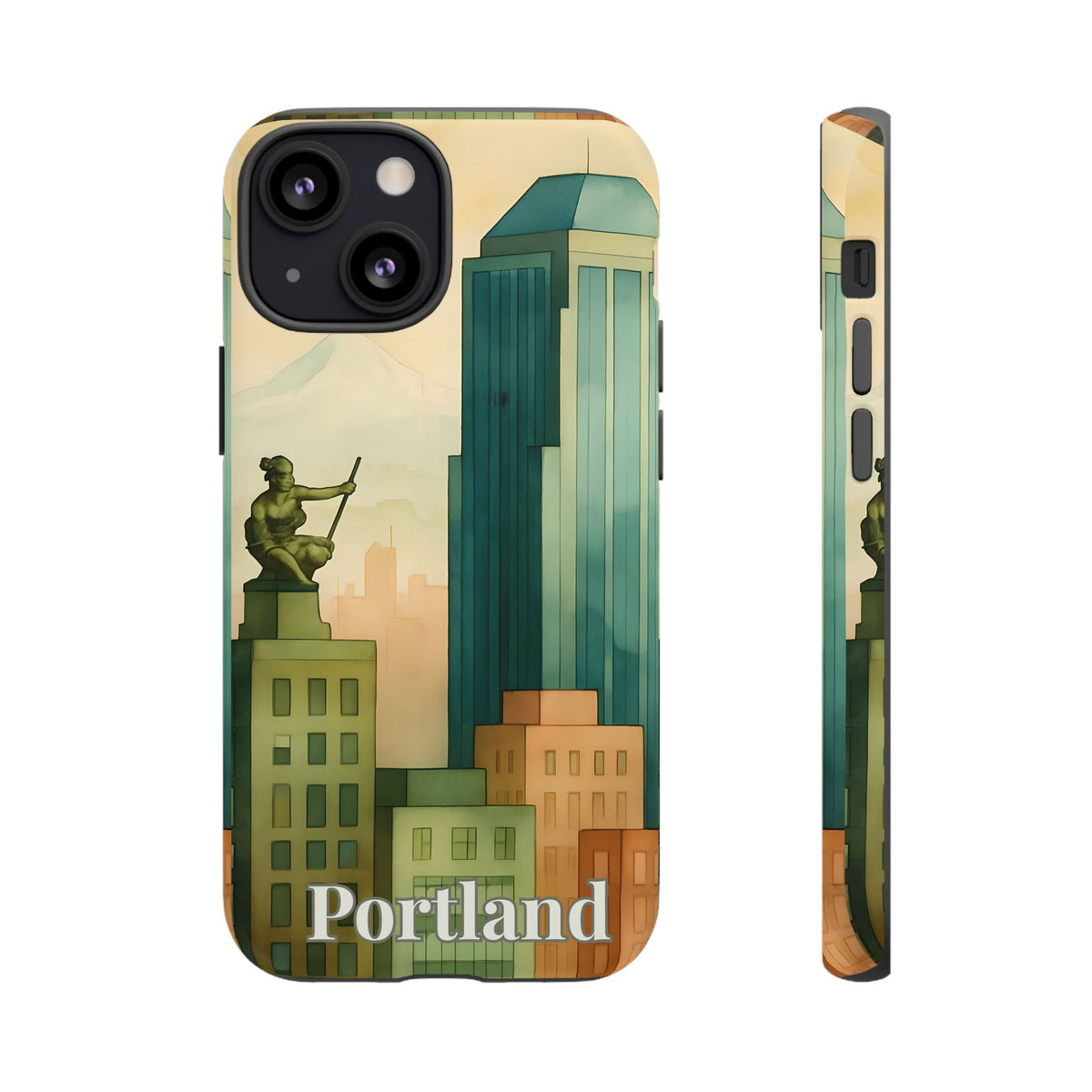 Portland Cityscape Phone Case • Urban Skyline Art Tough Case • Watercolor City Aesthetic • Gift for Travelers • Compatible with iPhone, Galaxy, Google