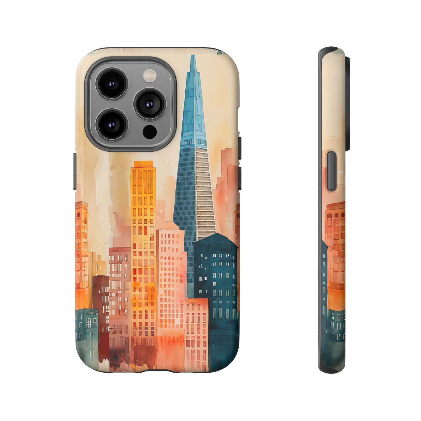 San Francisco Cityscape Tough Phone Case - Tropical Skyline Aesthetic, Sunset Beach Urban Art, Compatible with iPhone, Galaxy, and Google