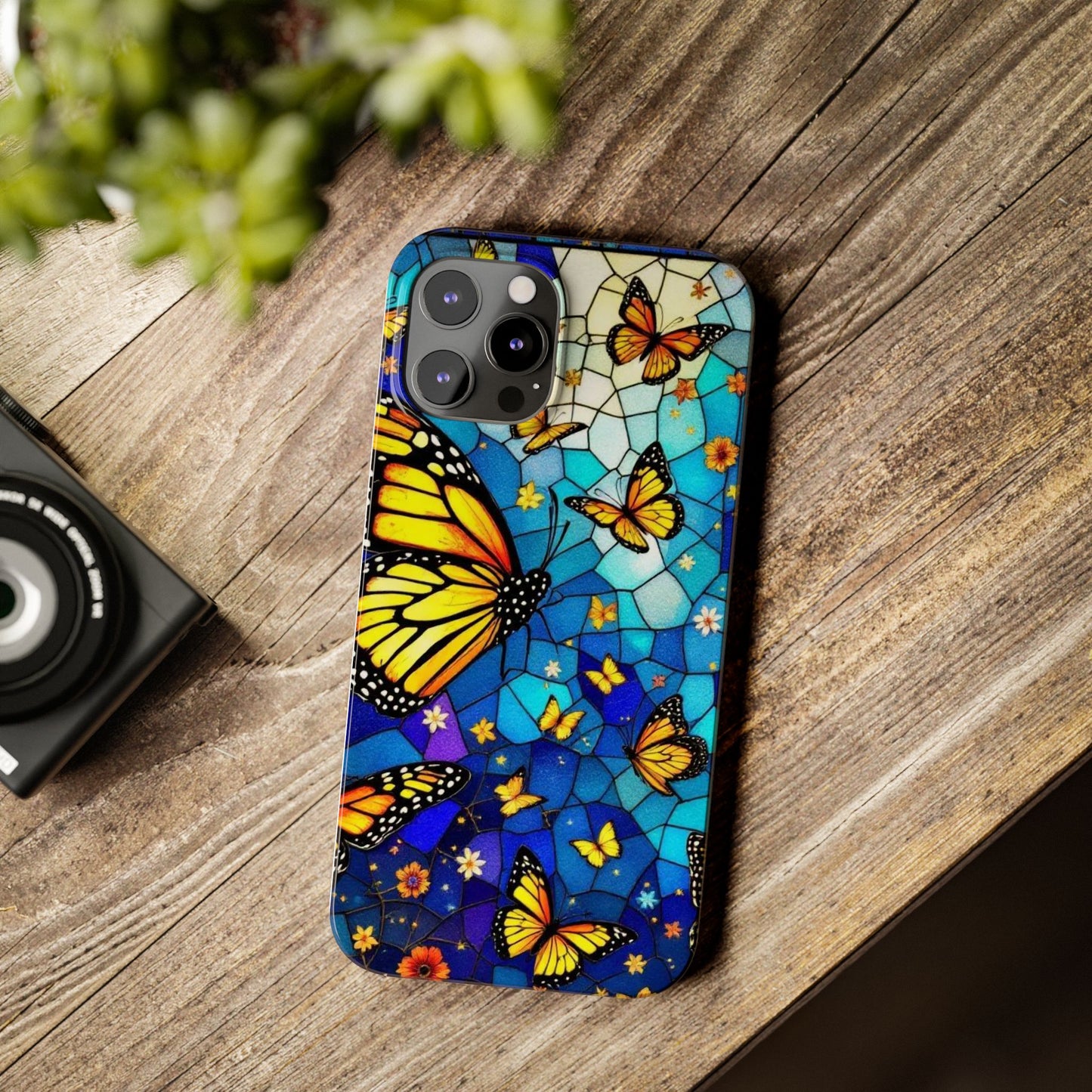Butterfly Garden Slim Phone Case - Colorful Floral Design, Gift for Nature Lovers, Birthday Surprise, Eco-Friendly, Summer Vibes