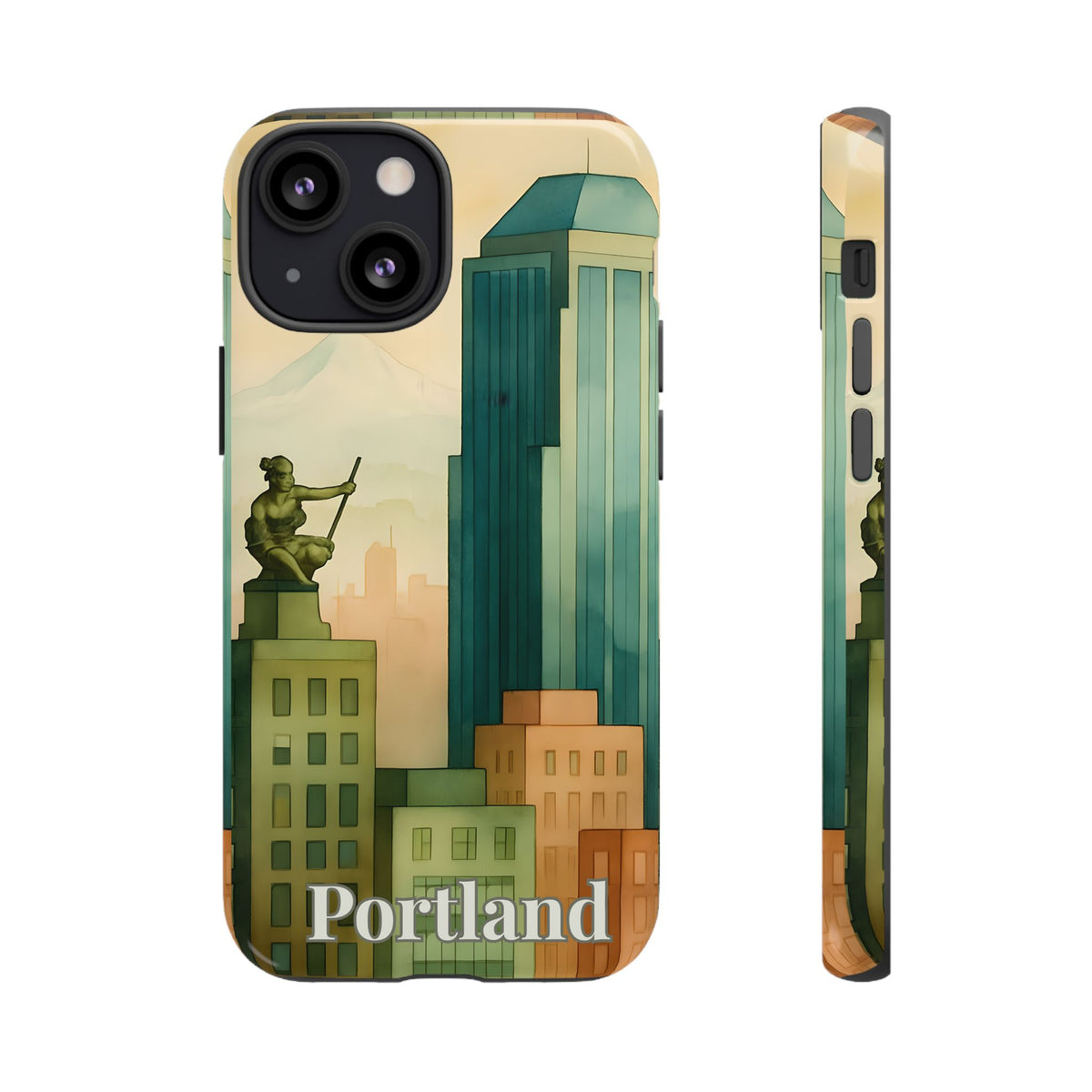 Portland Cityscape Phone Case • Urban Skyline Art Tough Case • Watercolor City Aesthetic • Gift for Travelers • Compatible with iPhone, Galaxy, Google