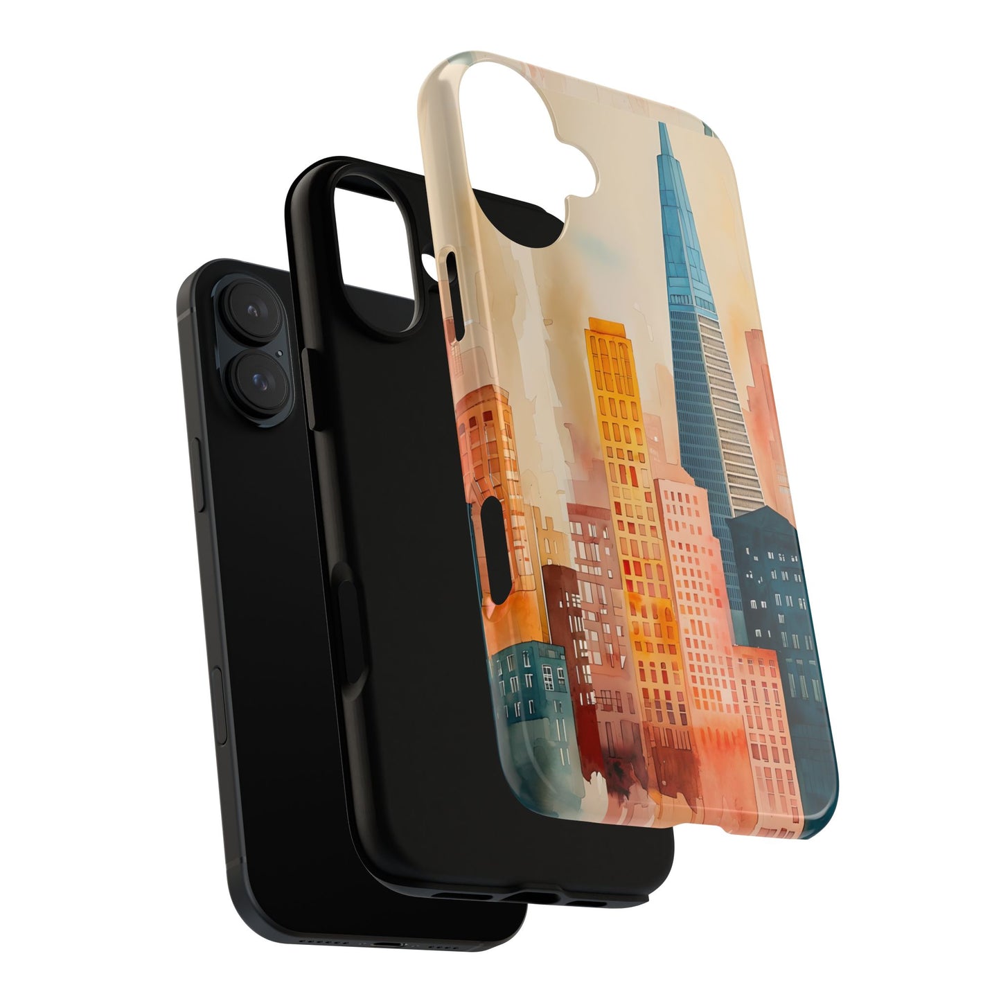 San Francisco Cityscape Tough Phone Case - Tropical Skyline Aesthetic, Sunset Beach Urban Art, Compatible with iPhone, Galaxy, and Google