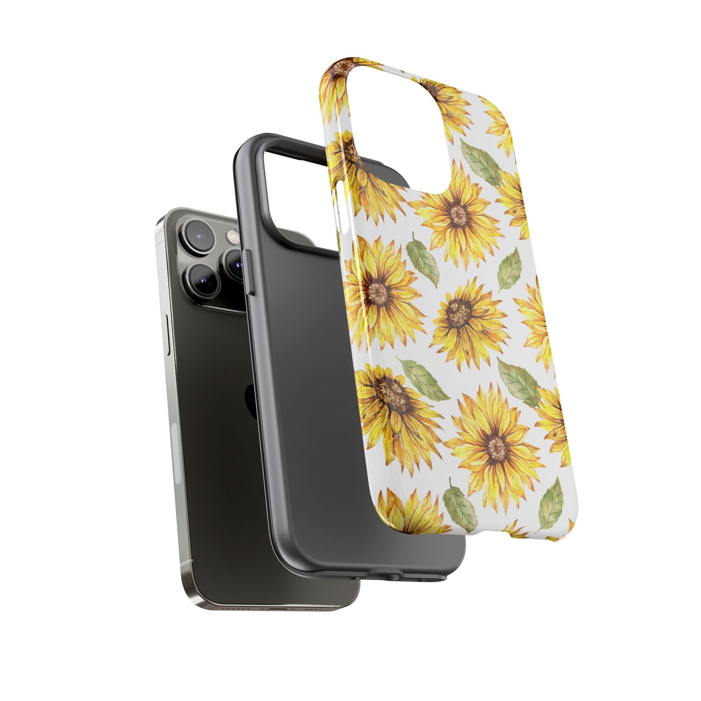 Sunflower Floral Tough Phone Case - Watercolor Botanical Print, Bright Nature Aesthetic, Compatible with iPhone, Galaxy, and Google Phones