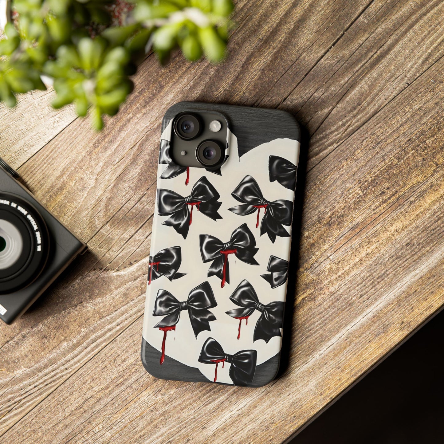 Spooky Halloween Slim Phone Case, Goth Coquette Aesthetic, Cute Horror Style, Perfect for Birthdays and Special Occasions