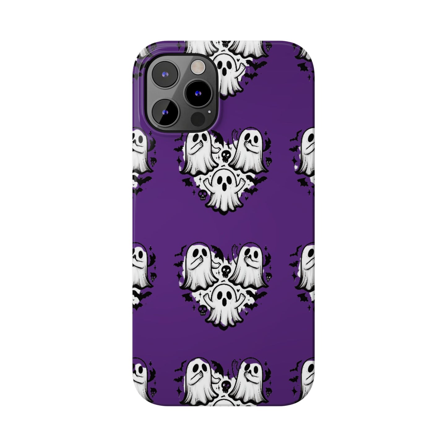 Cute Ghost Heart Slim Phone Case, Creepy Cute Spooky Heart Print, Goth Coquette Aesthetic Spooky Accessories, Halloween Gift Case