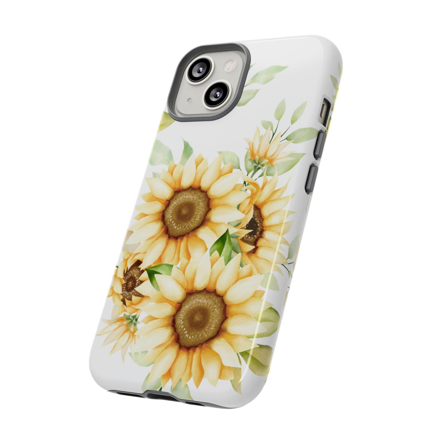 Sunflower Floral Tough Phone Case - Watercolor Botanical Art, Bright Nature Aesthetic, Compatible with iPhone, Galaxy, and Google Phones