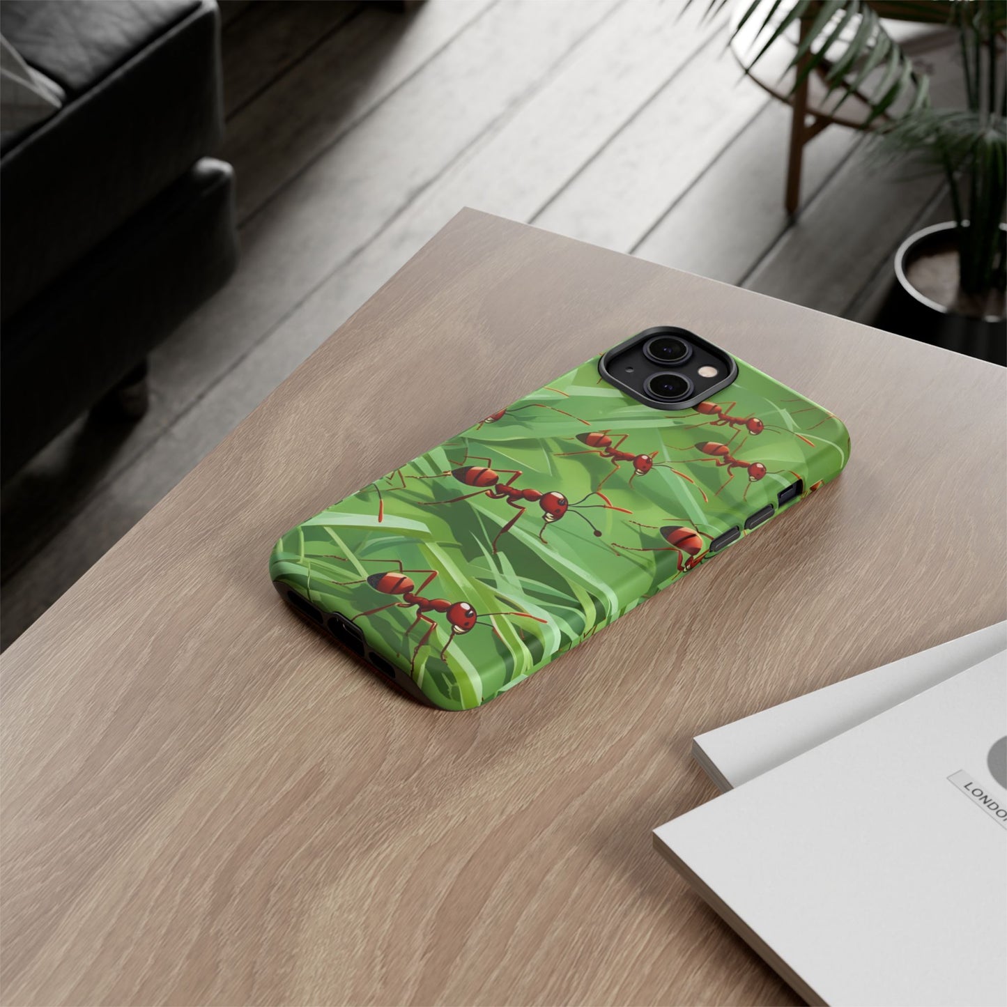 Marching Ant Pattern Tough Phone Case - Realistic Insect Art, Minimalist Nature Aesthetic, Compatible with iPhone, Galaxy, and Google Phones