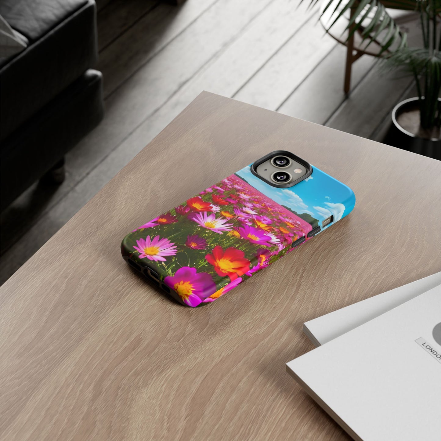 Flower Field Tough Phone Case - Wildflower Meadow Print, Colorful Nature Aesthetic, Compatible with iPhone, Galaxy, and Google Phones