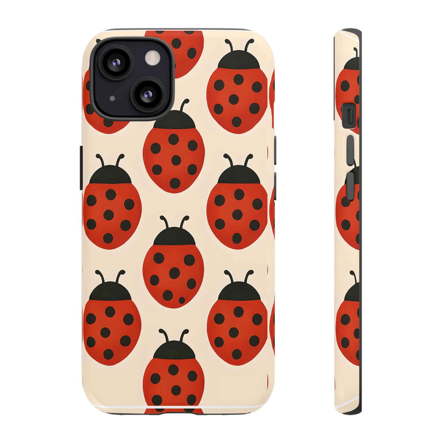 Cute Ladybug Tough Phone Case - Red and Black Insect Pattern, Nature-Inspired Design, Compatible with iPhone, Galaxy, and Google Phones