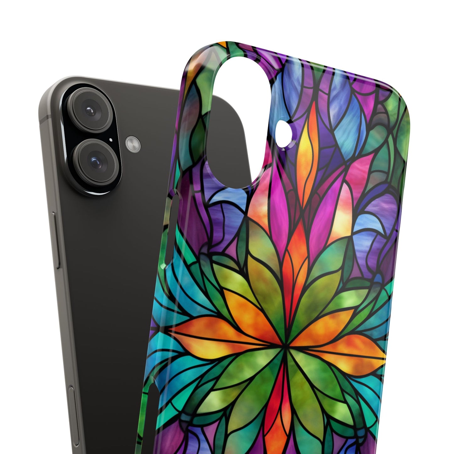 Vibrant Floral Slim Phone Cases, Colorful Cell Phone Cover, Stained Glass Design, Unique Gift for Her, Artistic Accessories, Phone Case