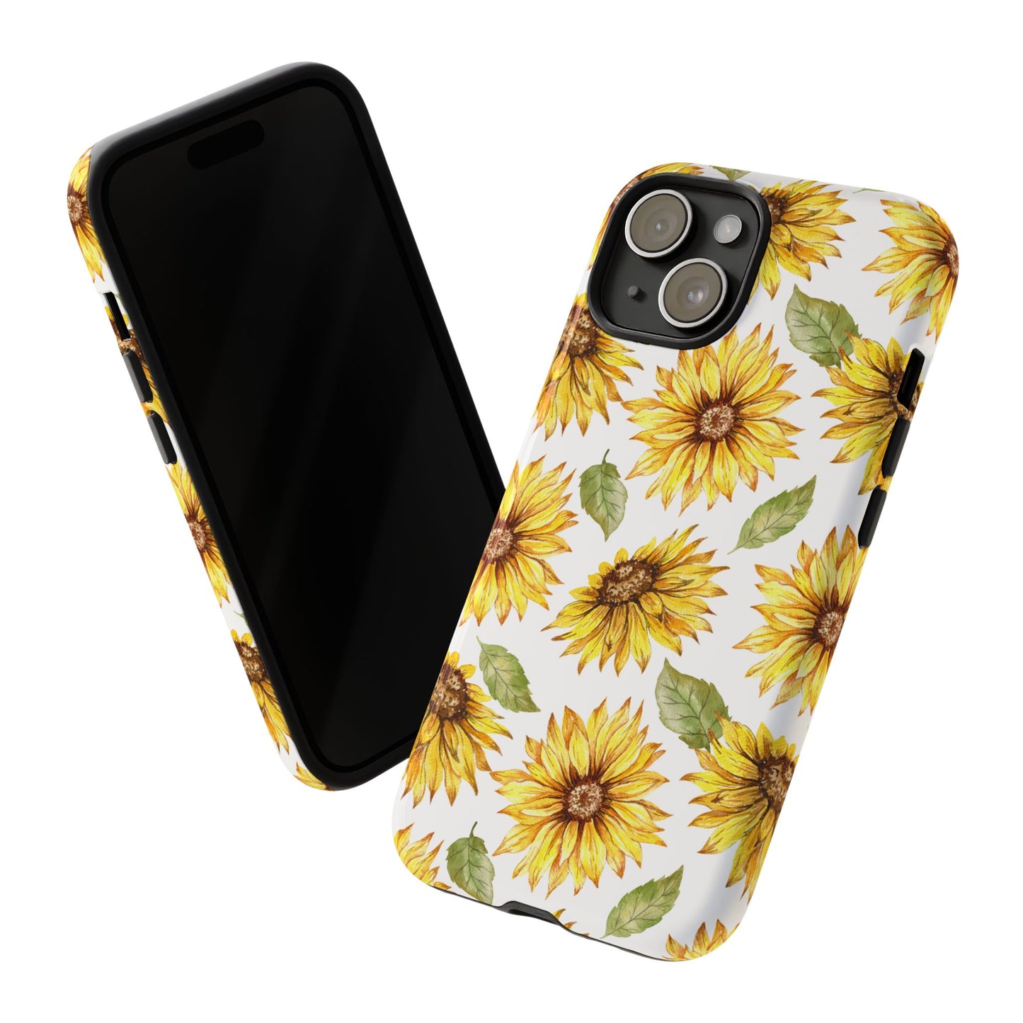 Sunflower Floral Tough Phone Case - Watercolor Botanical Print, Bright Nature Aesthetic, Compatible with iPhone, Galaxy, and Google Phones
