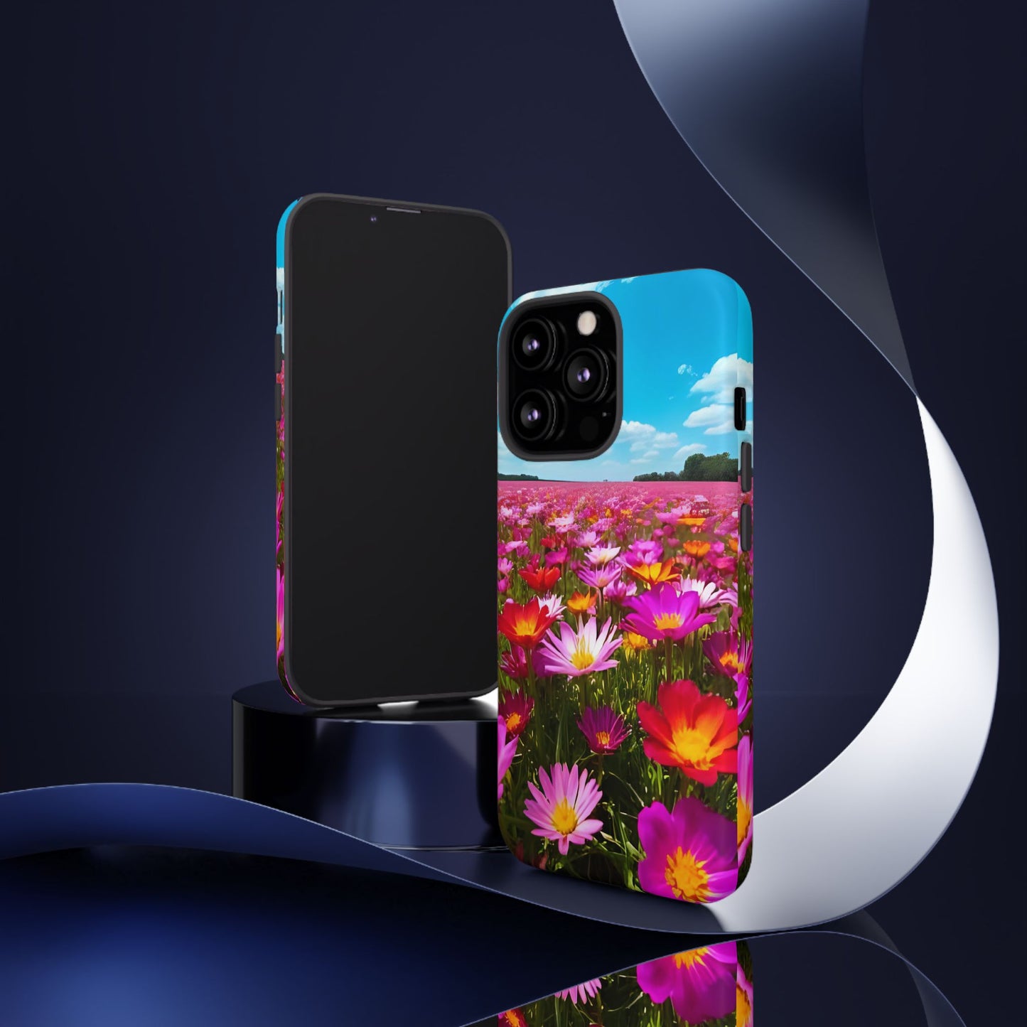 Flower Field Tough Phone Case - Wildflower Meadow Print, Colorful Nature Aesthetic, Compatible with iPhone, Galaxy, and Google Phones