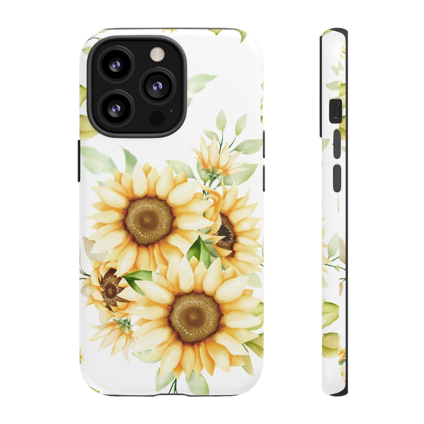 Sunflower Floral Tough Phone Case - Watercolor Botanical Art, Bright Nature Aesthetic, Compatible with iPhone, Galaxy, and Google Phones